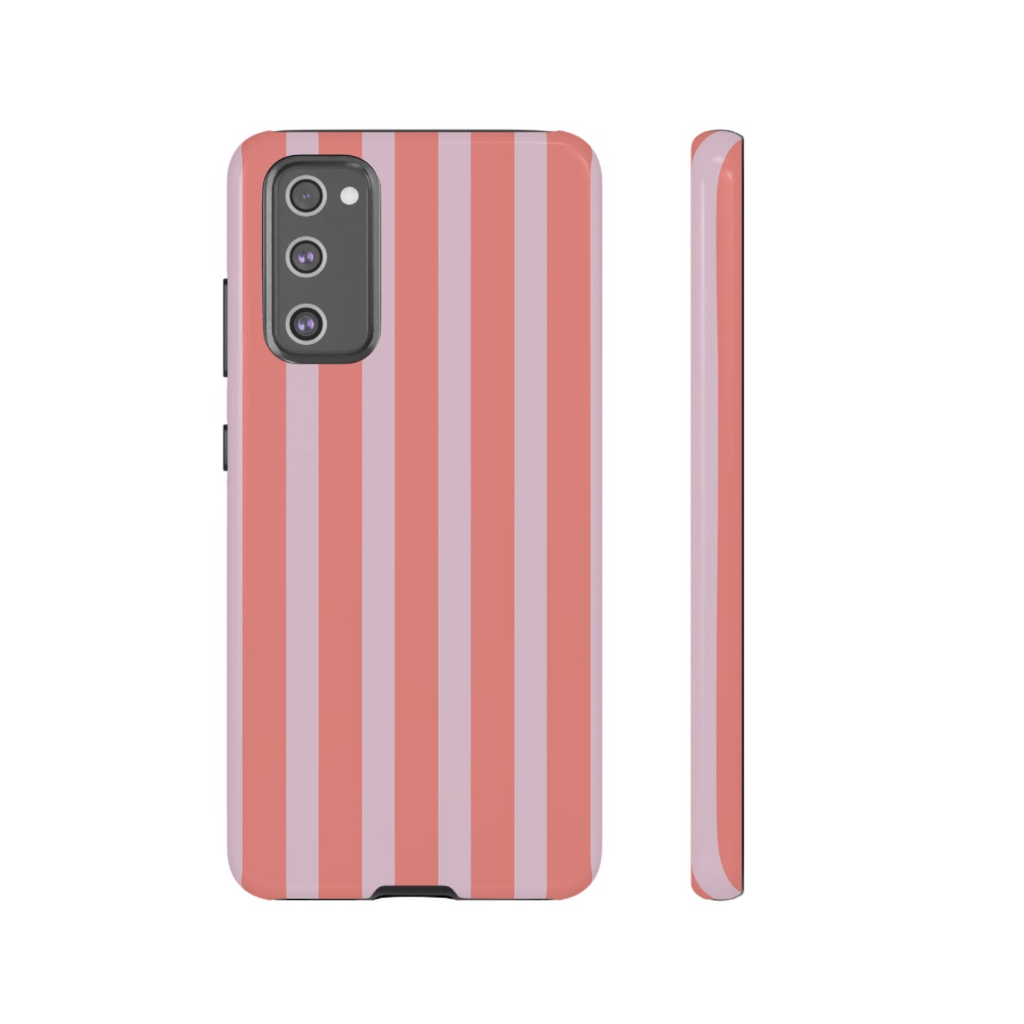 Pink Striped Tough Phone Case — Durable Protective Cover