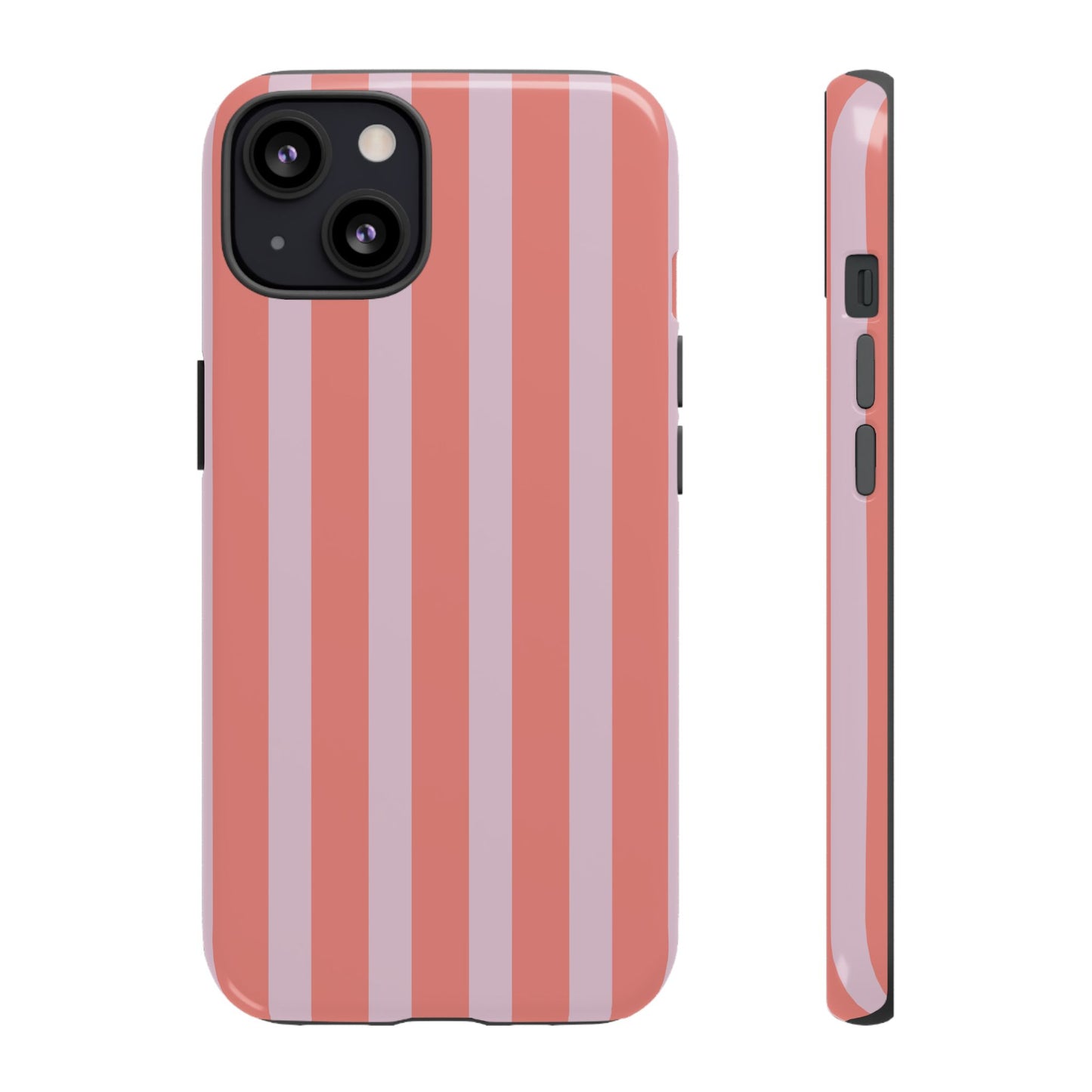 Pink Striped Tough Phone Case — Durable Protective Cover