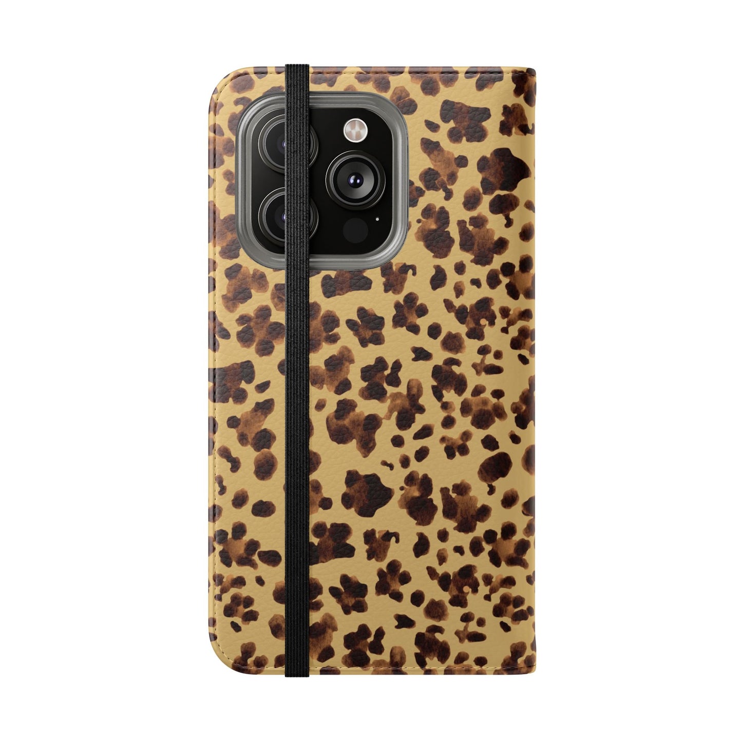 Leopard Print watercolour Flip Phone Case - Stylish Wallet Folio Cover with Card Slots