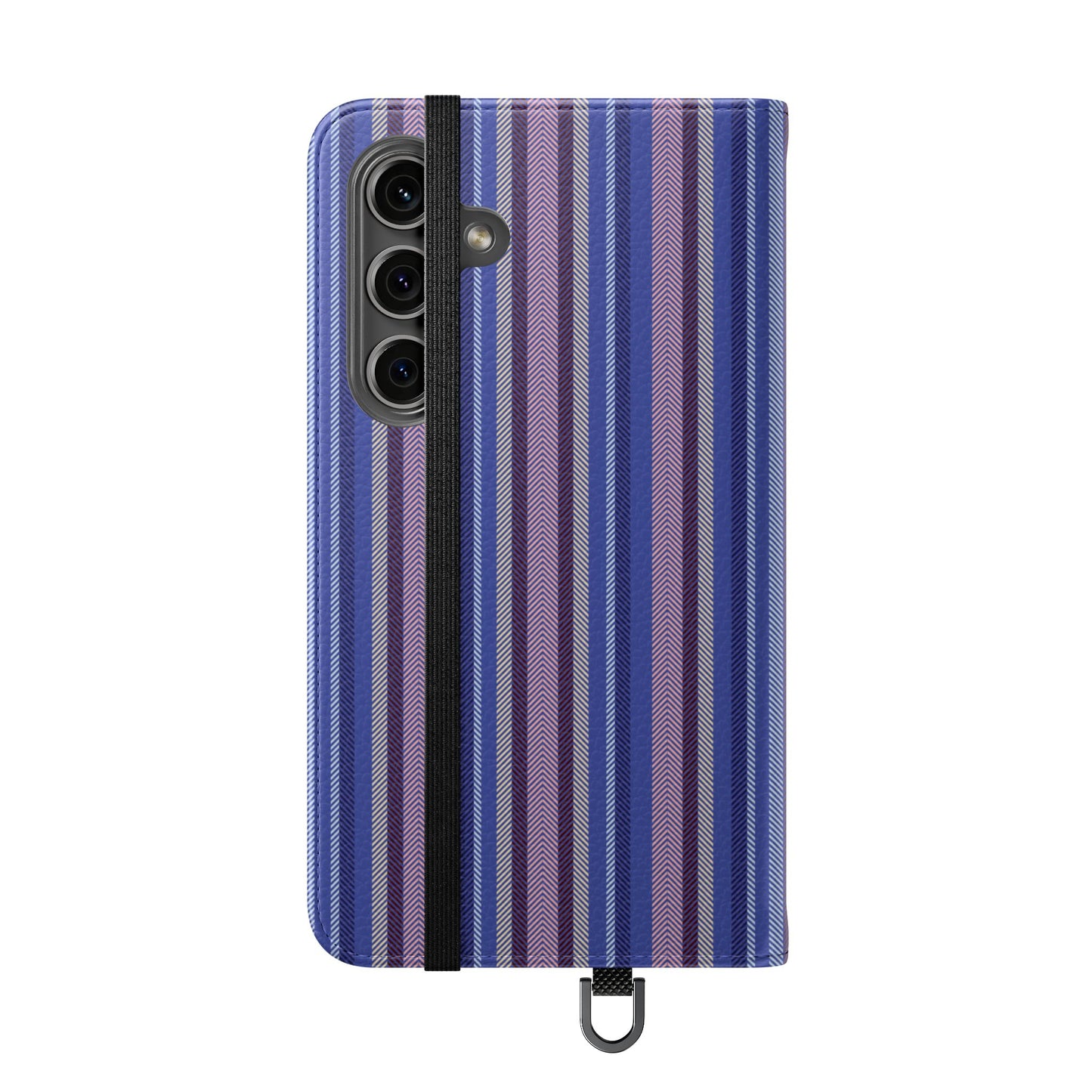 Striped Blue Flip Phone Case — Wallet Folio Phone Cover