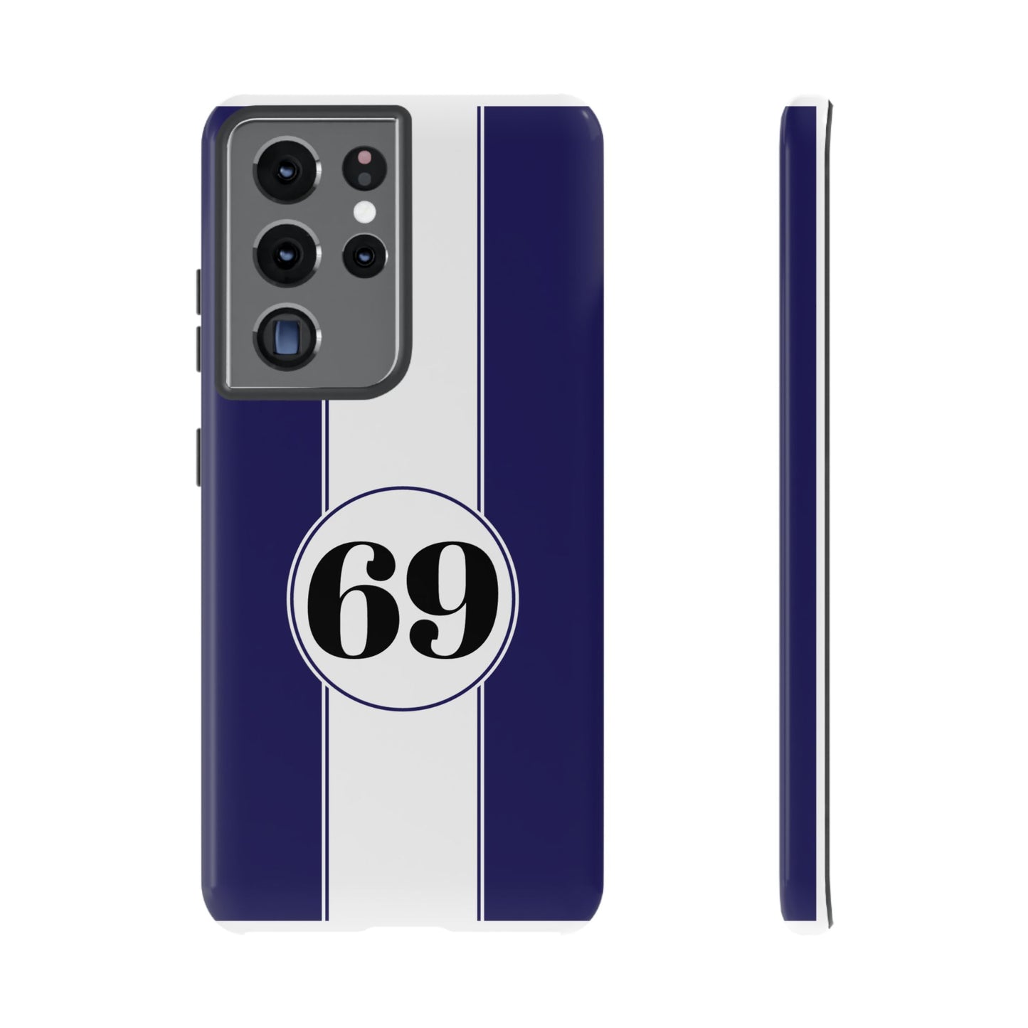 Custom Number Racing Stripe Tough Phone Case for Apple iPhone, Samsung Galaxy and Google Pixel.