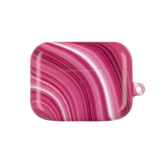 Pink Marble AirPod Case — Swirled Abstract Protective Charging Case