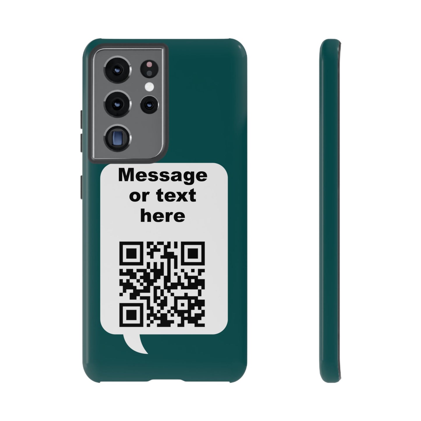 Custom QR Code Tough Phone Case — "Custom text" Contact Case