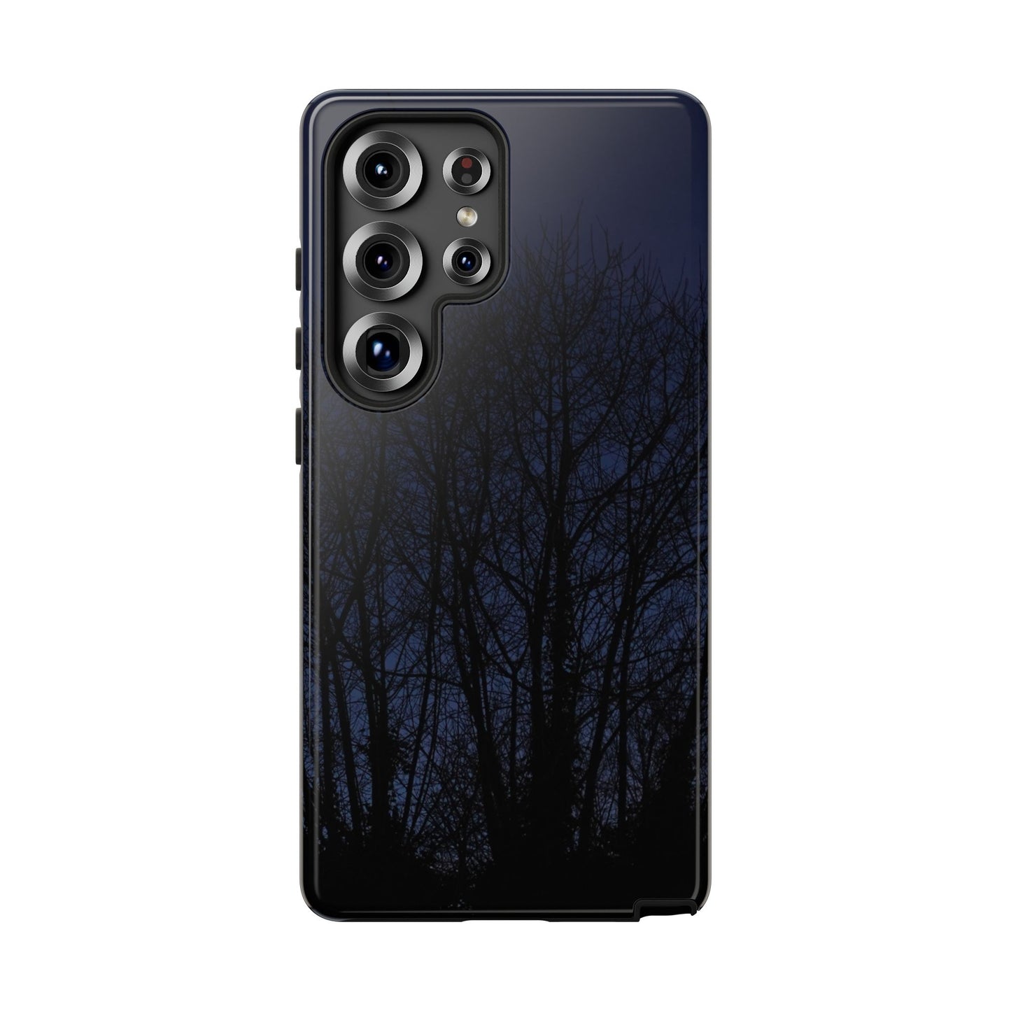 Night Forest Phone Case — Dark Tree Silhouette Protective Tough Case