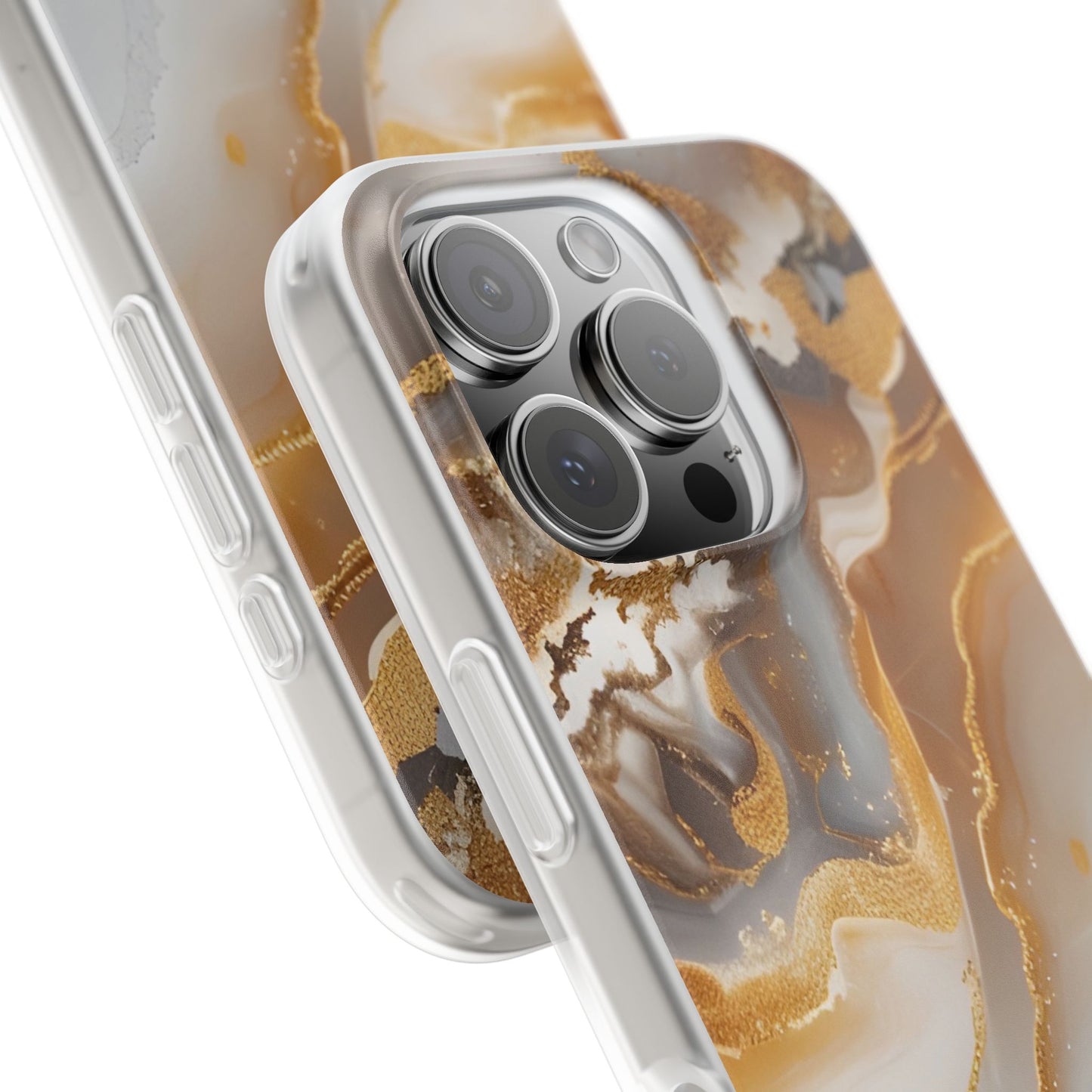 Gold Marble Flexi Phone Case for Apple iPhone and Samsung Galaxy.