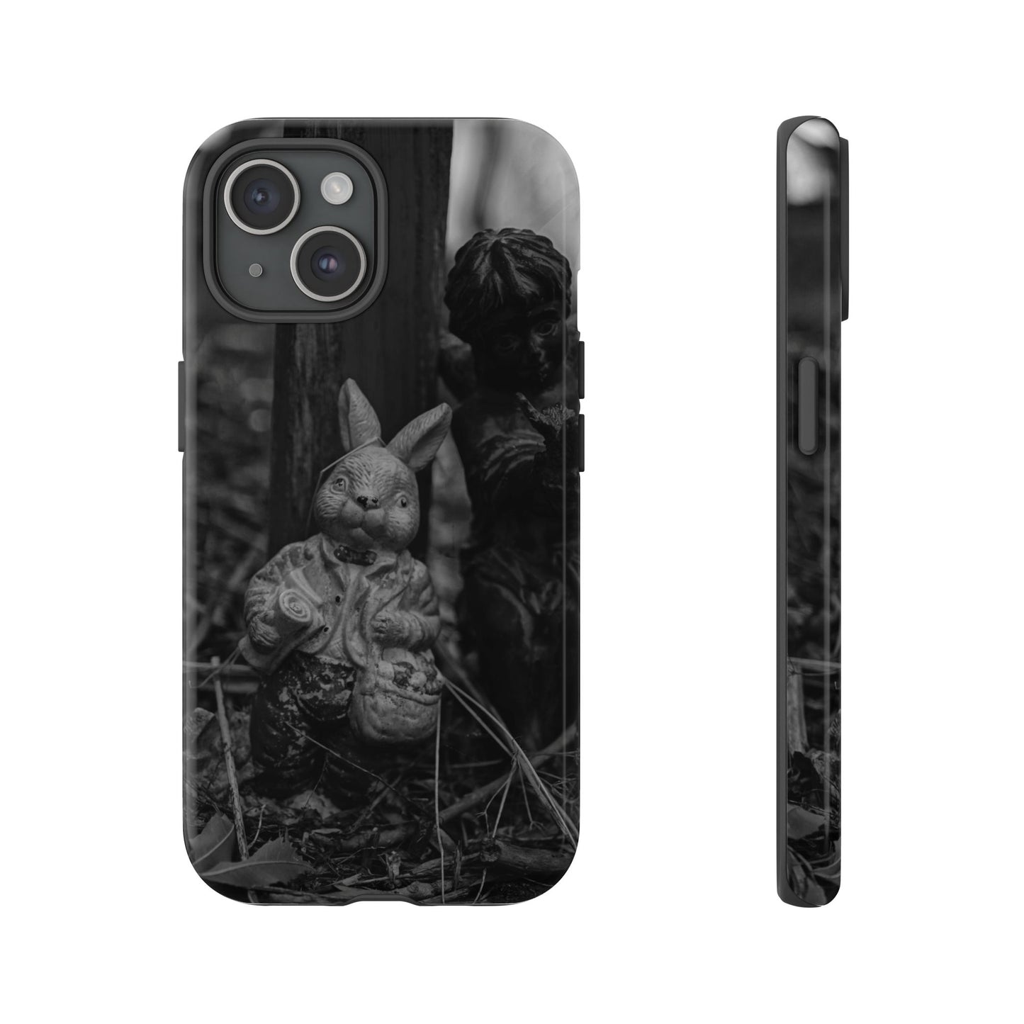 Vintage Gothic Bunny Tough Phone Case — Dark Garden Statue Protective Cover