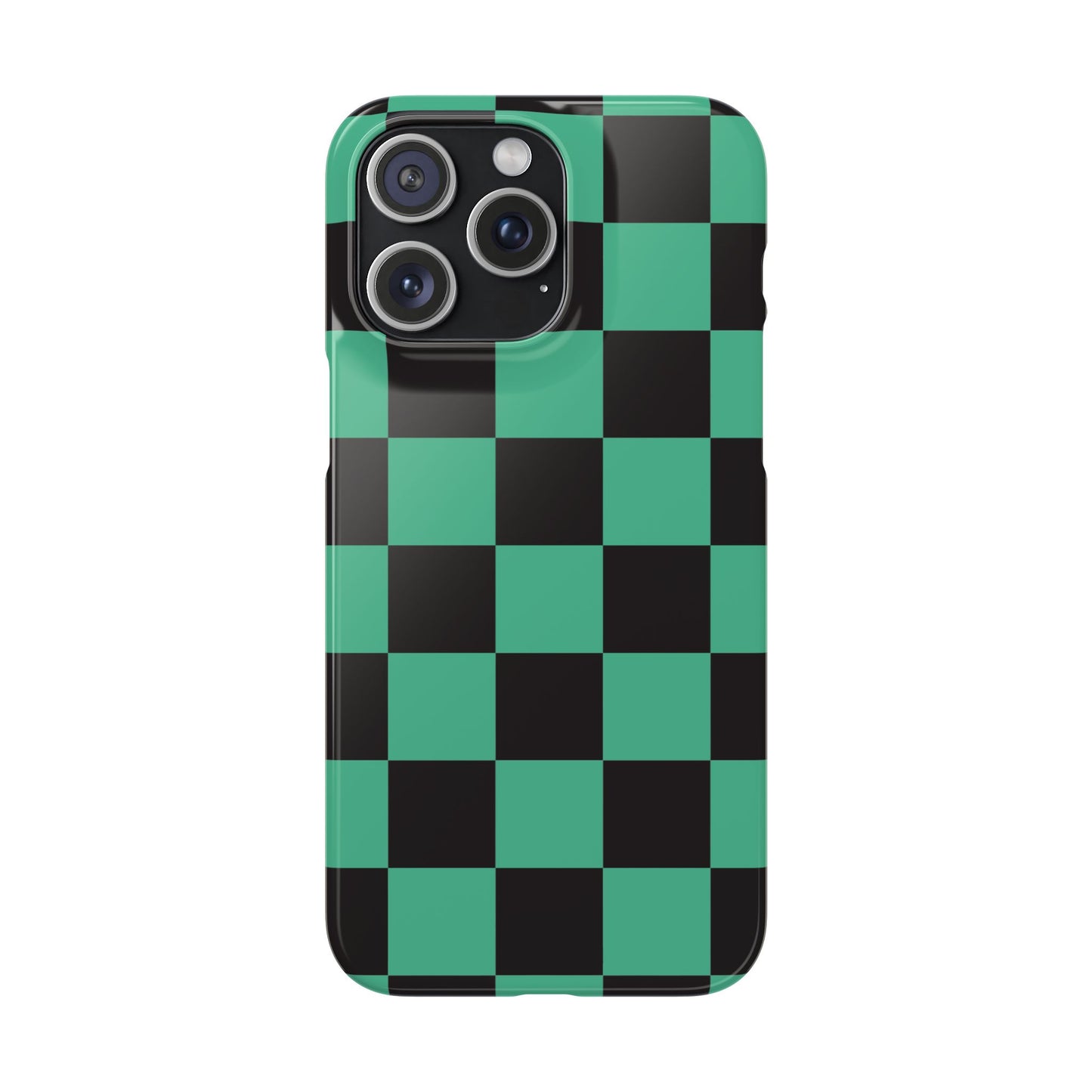 Checkered Teal Snap Case — Black & Teal Phone Cover