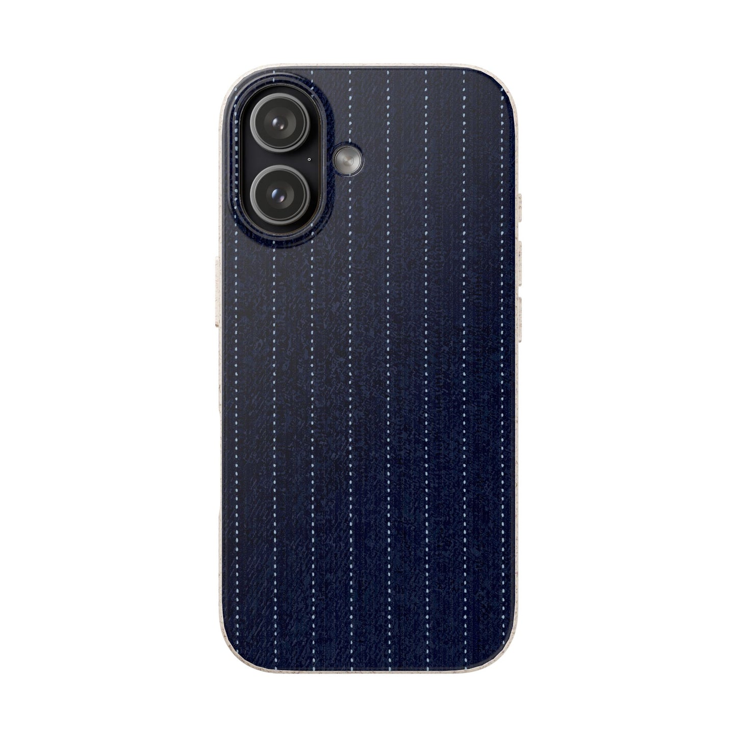Biodegradable Pinstripe Phone Case — Eco-Friendly Navy Fabric Phone Cover for Apple iPhone and Samsung Galaxy.