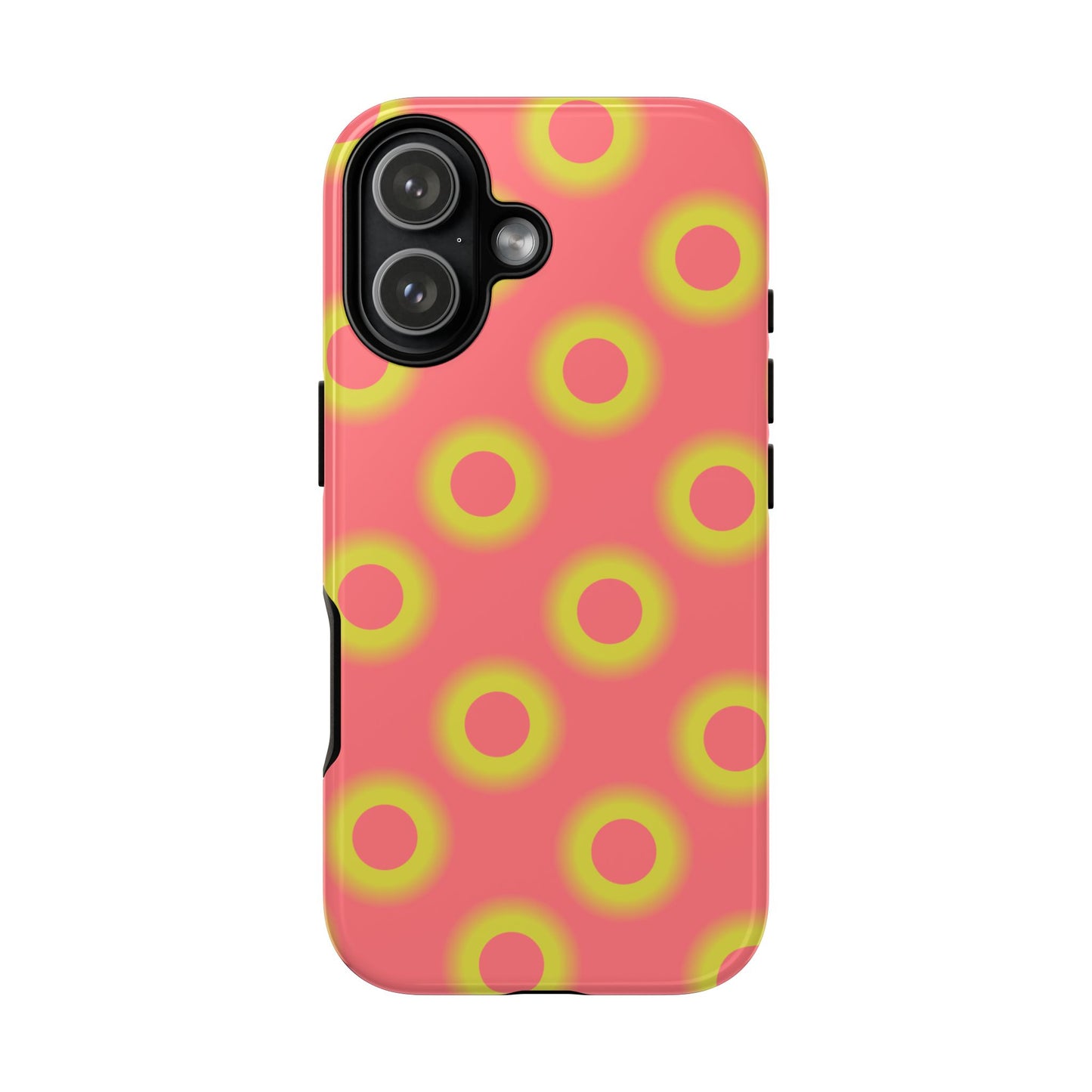 Neon Polka Dot Phone Case — Retro Pink & Lime Protective Cover