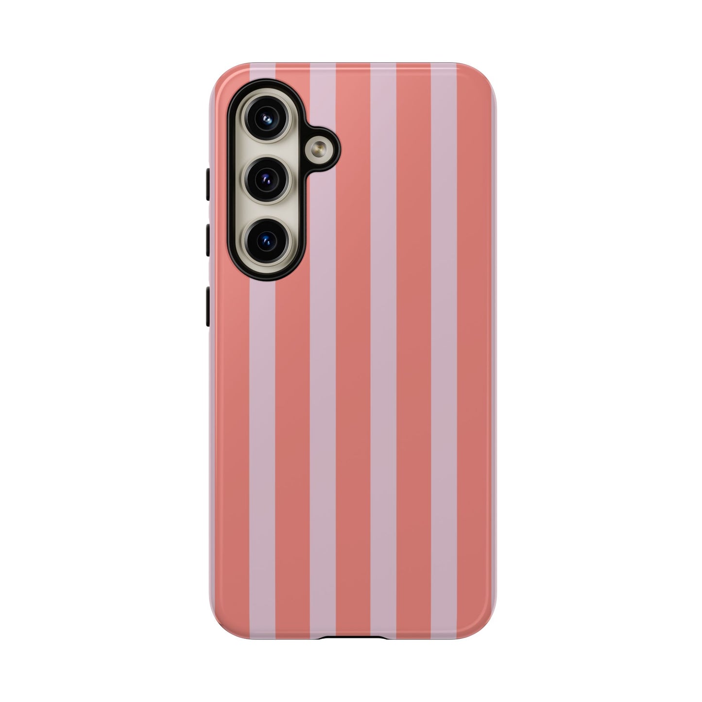 Pink Striped Tough Phone Case — Durable Protective Cover