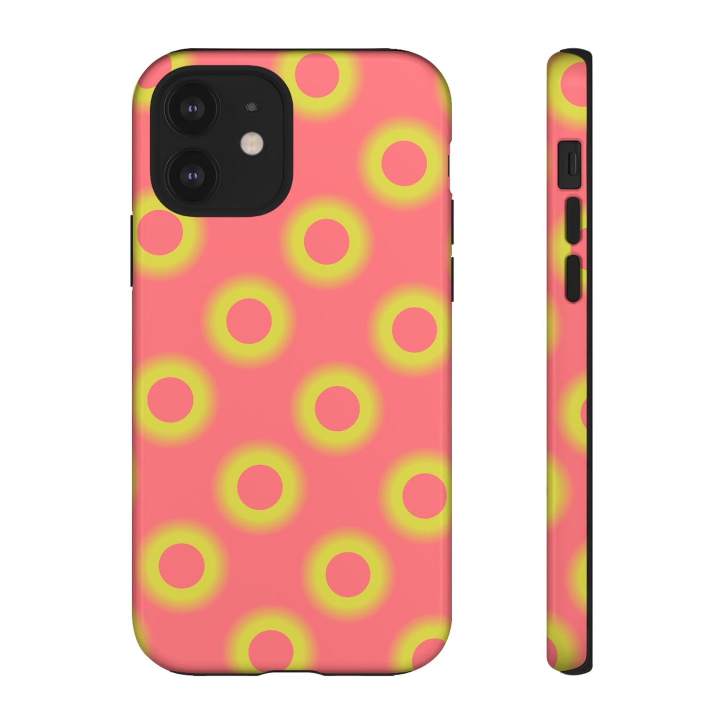 Neon Polka Dot Phone Case — Retro Pink & Lime Protective Cover