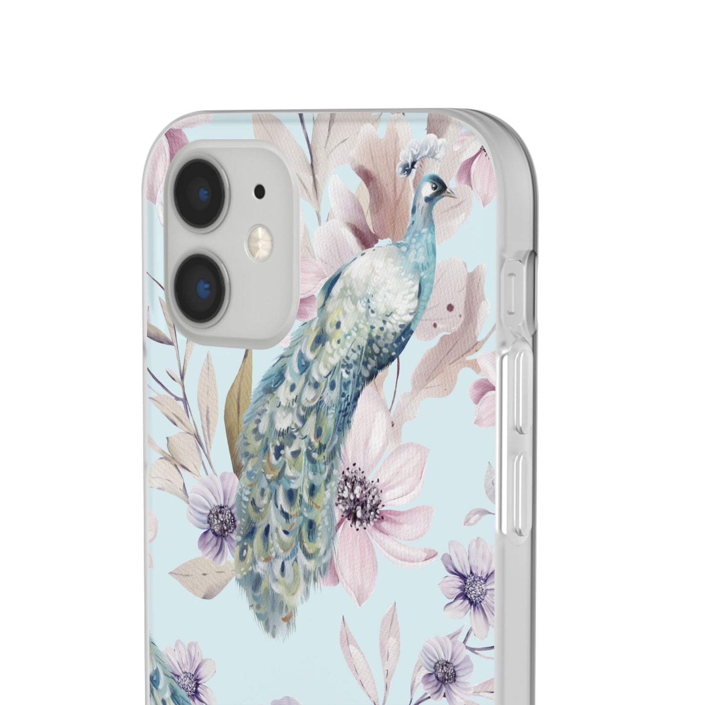 Peacock Floral Phone Case — Pastel Watercolor Bird Slim Case