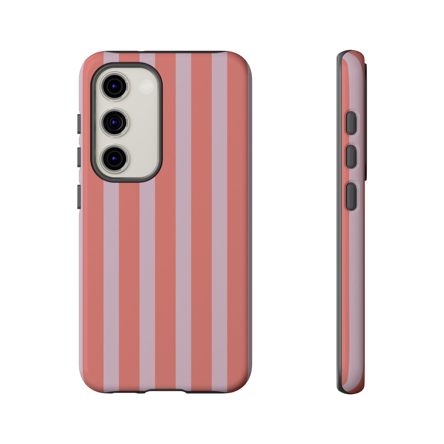 Pink Striped Tough Phone Case — Durable Protective Cover
