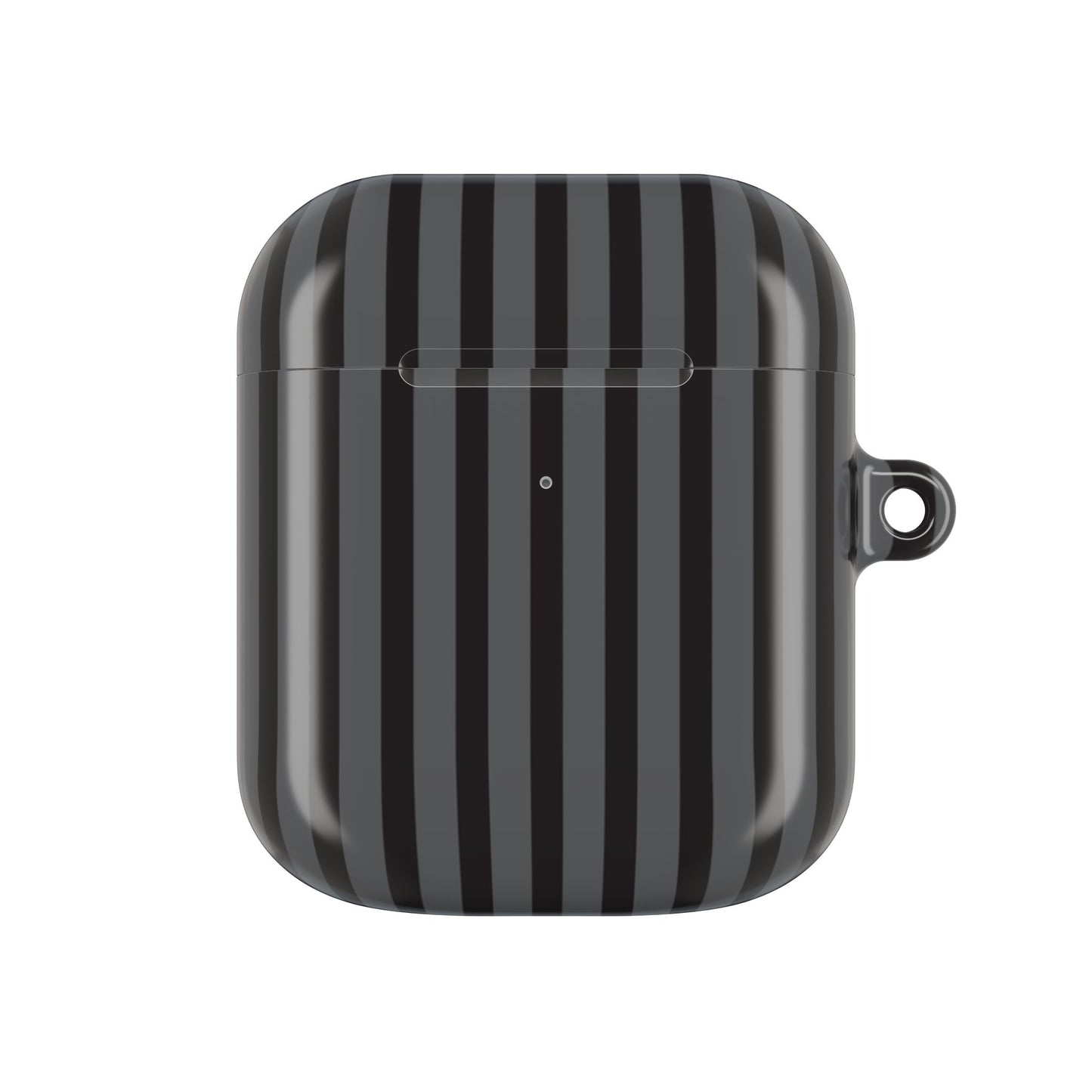Striped Black AirPod Case – Slim Protective Cover with Keyring Loop