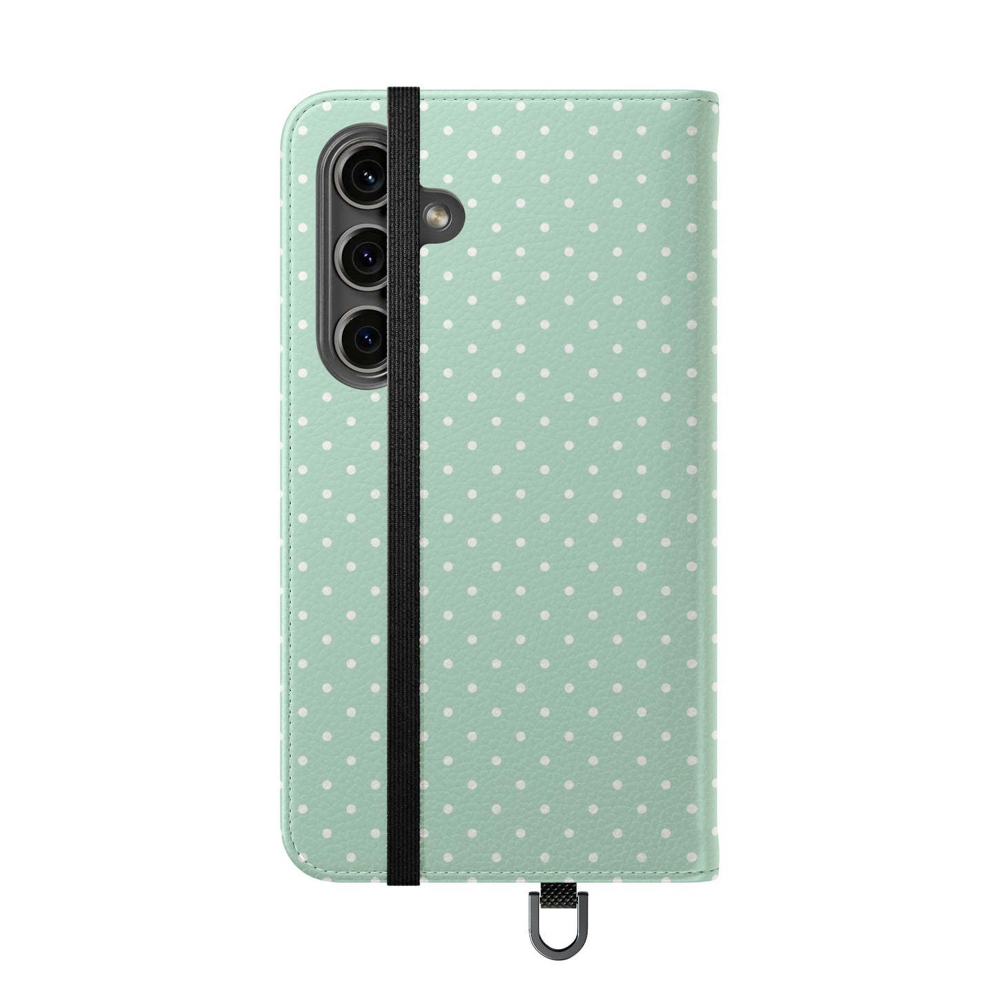 Polka Dot Flip Phone Case — Pastel Green-White Polka Dot Wallet Cover