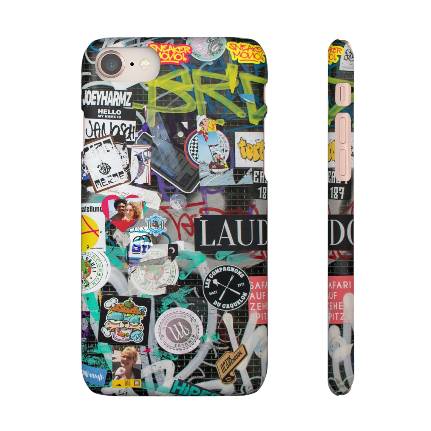 Sticker Bomb Personalised Graffiti Slim Phone Case for Apple iPhone, Samsung Galaxy and Google Pixel.