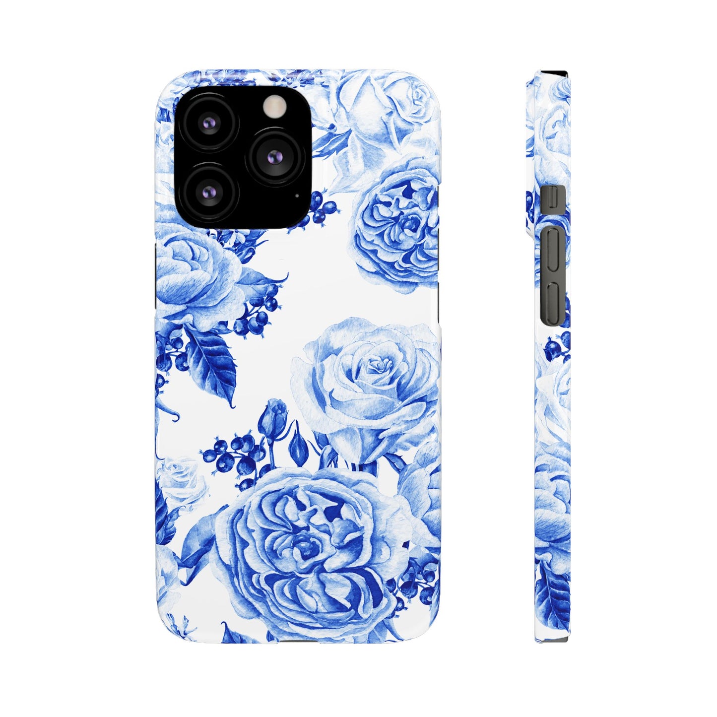Blue Porcelain Floral Snap Phone Case — Vintage Rose Pattern