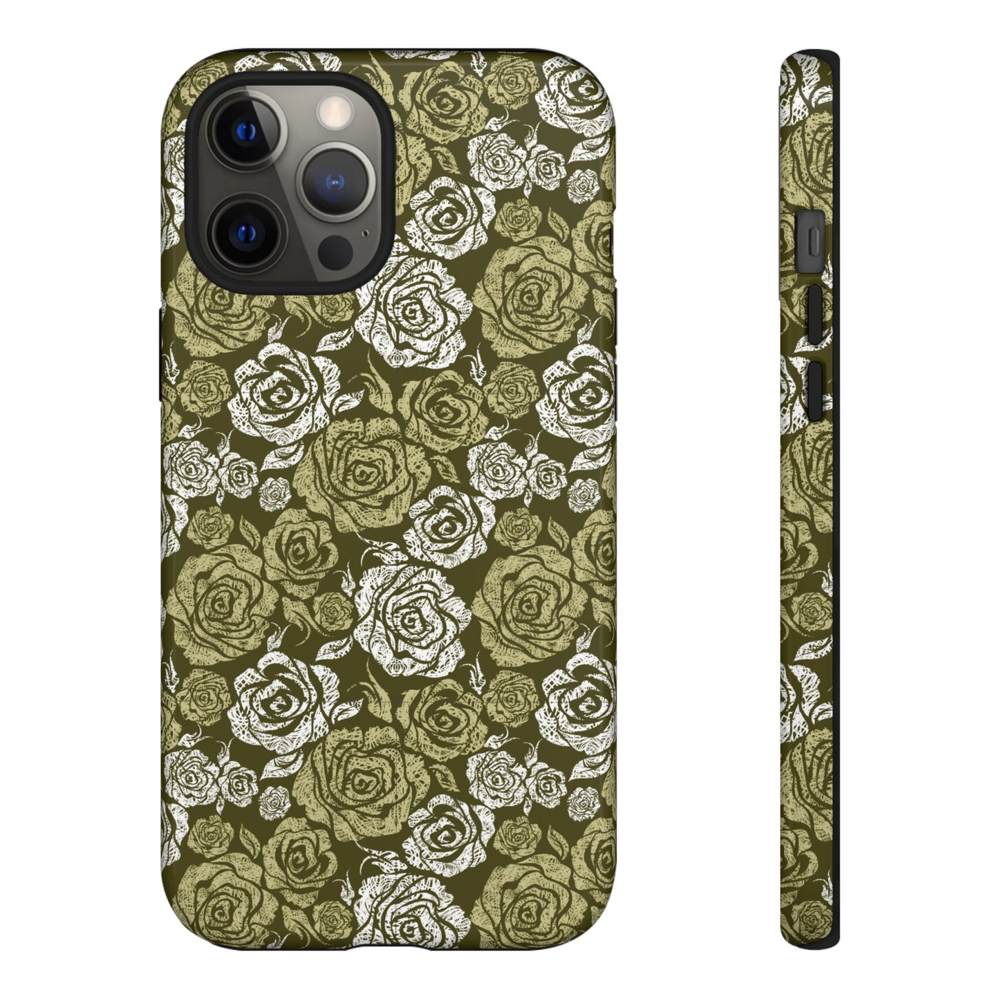Floral Olive Rose Pattern Tough Phone Case