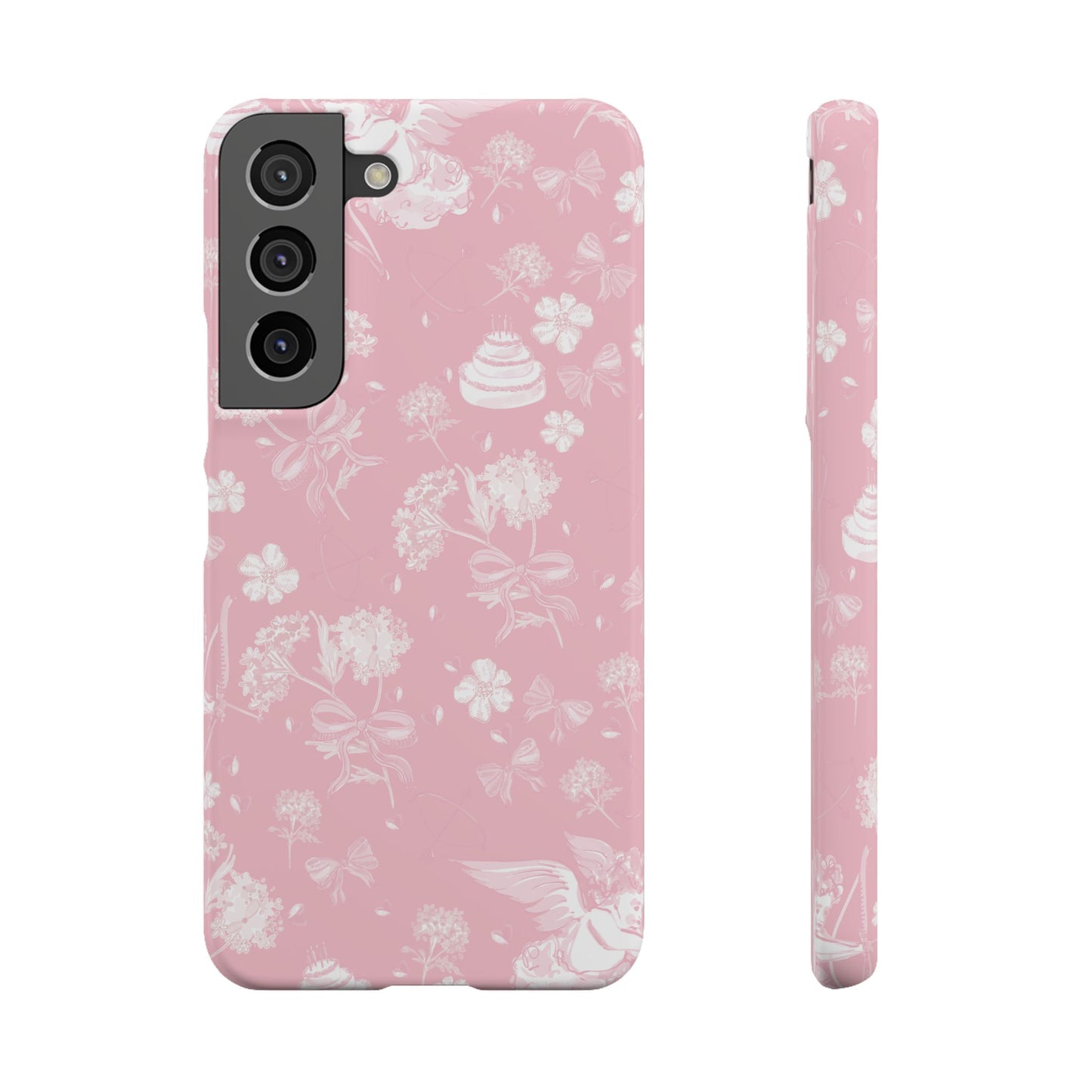 Pink Floral Slim Phone Case for Apple iPhone, Samsung Galaxy and Google Pixel.