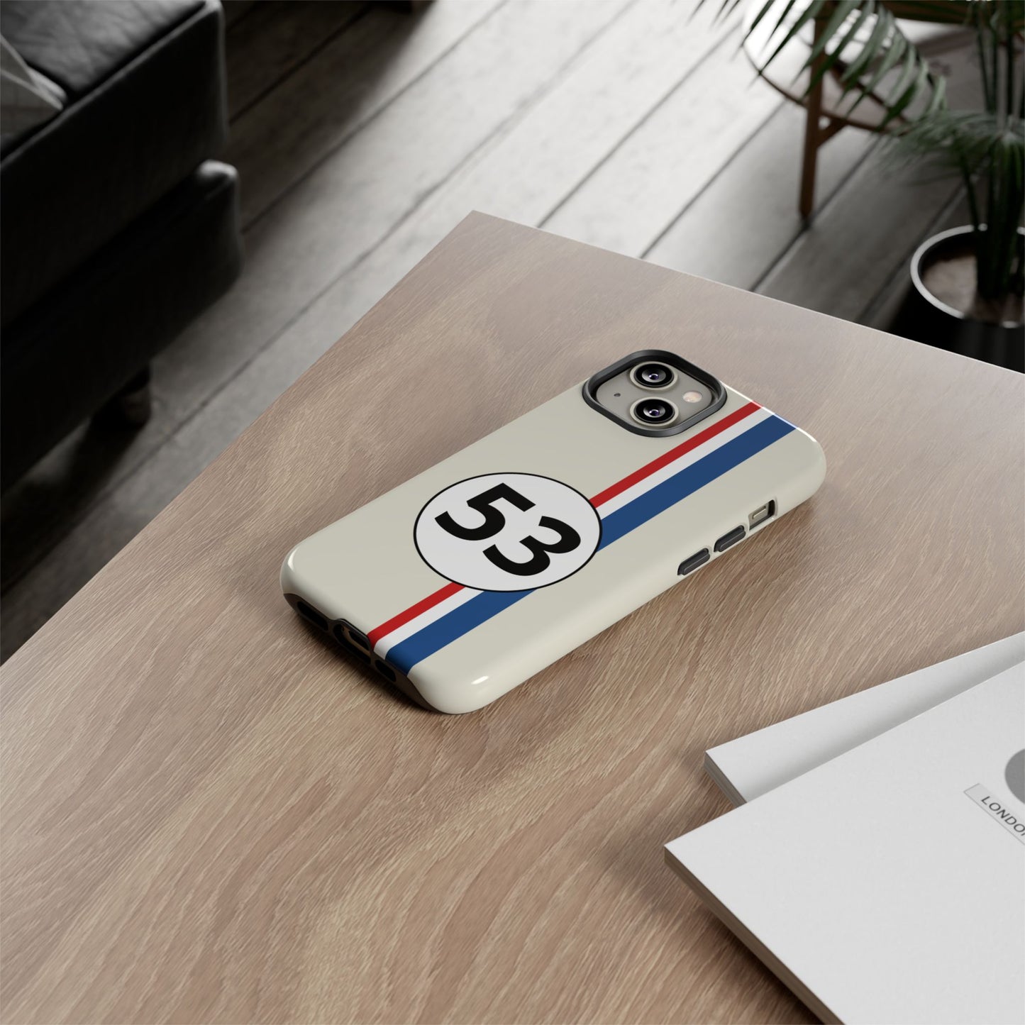 Racing Stripe Personalised Number Tough Phone Case for Apple iPhone, Samsung Galaxy and Google Pixel.