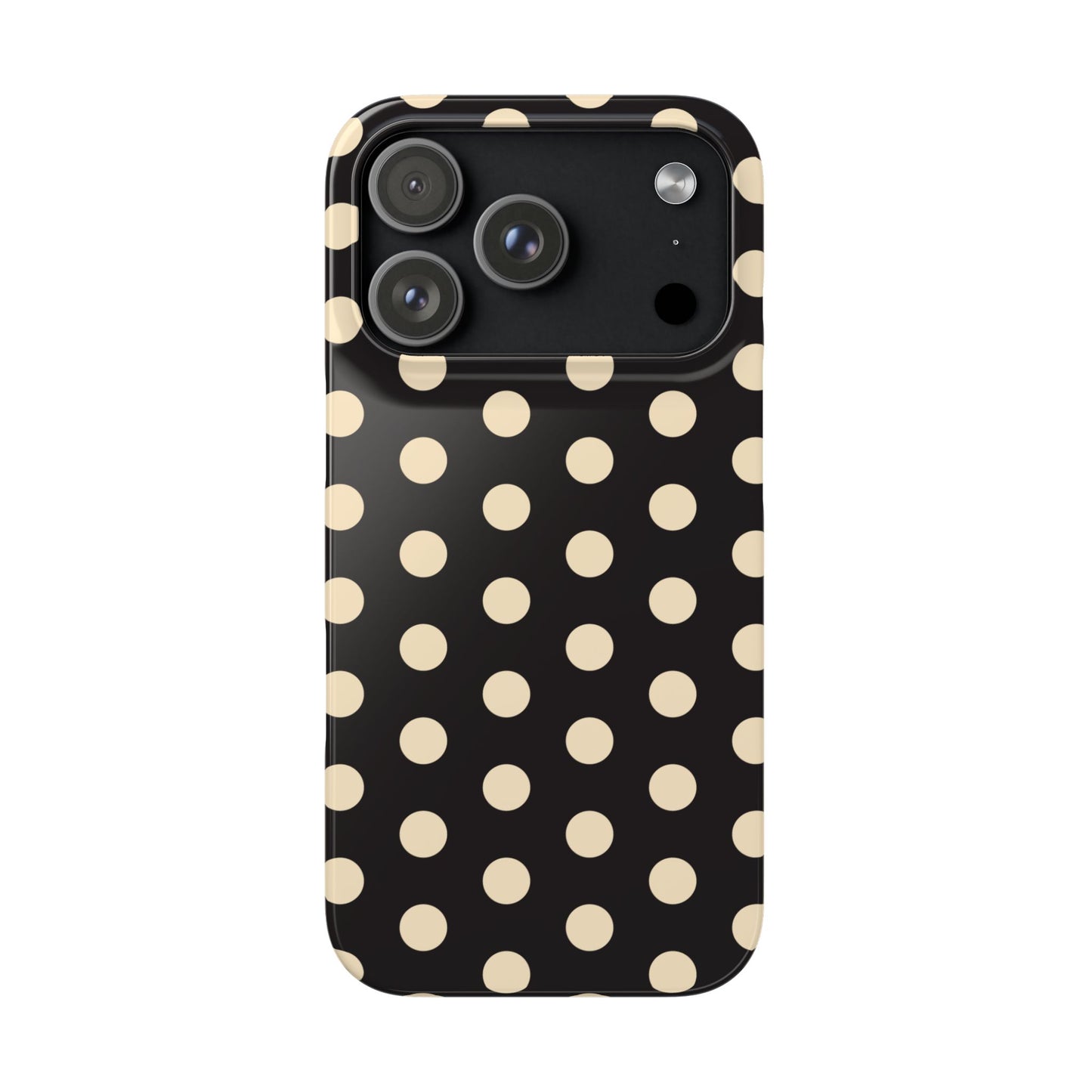 Polka Dot Snap Phone Case — Classic Black & Cream Retro Dots