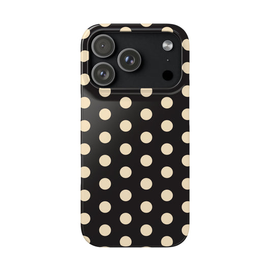 Polka Dot Snap Phone Case — Classic Black & Cream Retro Dots