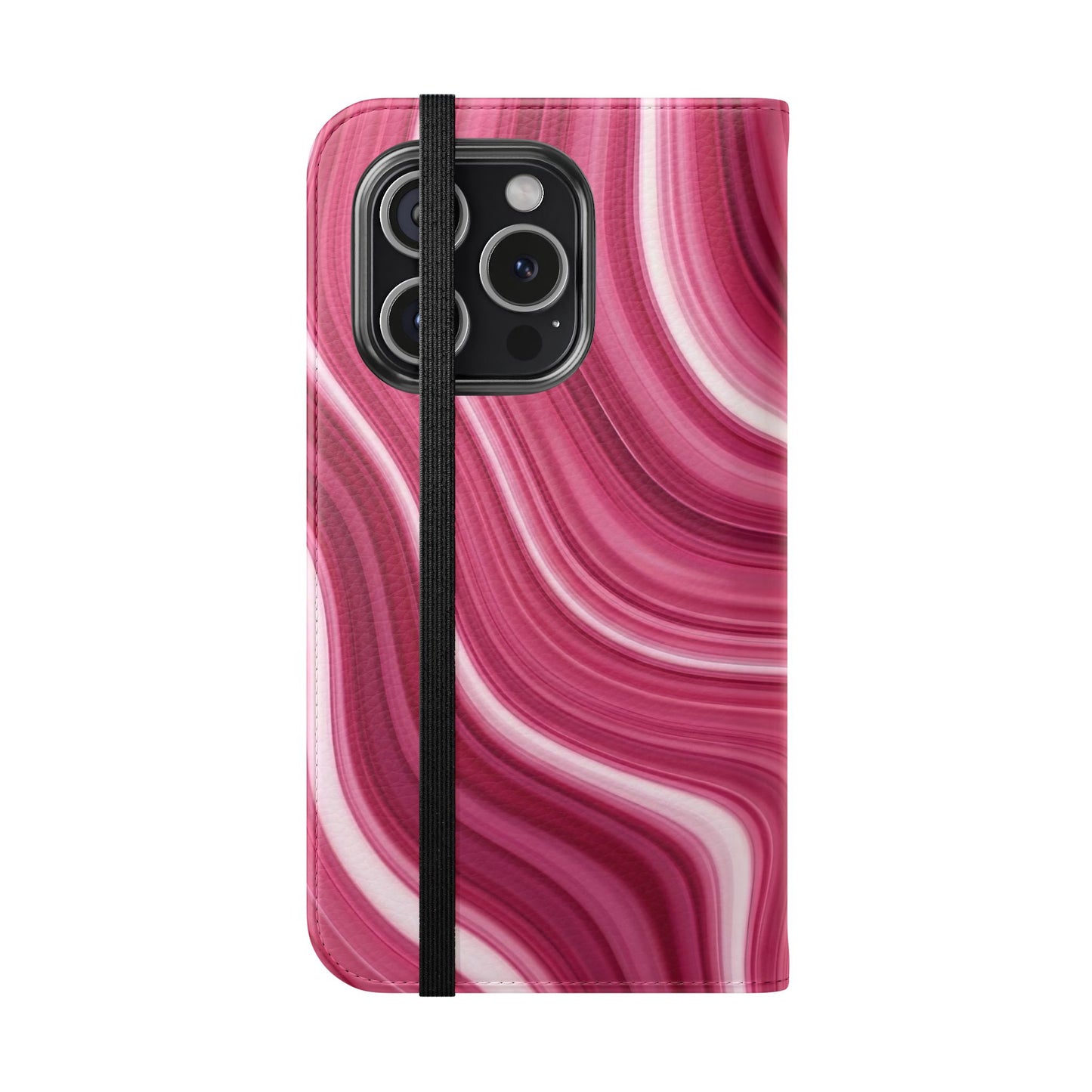 Pink Marble Swirl Flip Case — Wallet Phone Cover with Card Slots