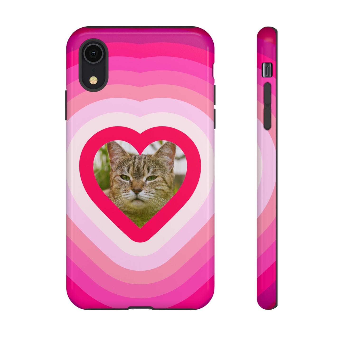 Single Image Personalised  Heart Photo Phone Case – Pink Gradient Love Tough Case for Apple iPhone, Samsung Galaxy and Google Pixel.