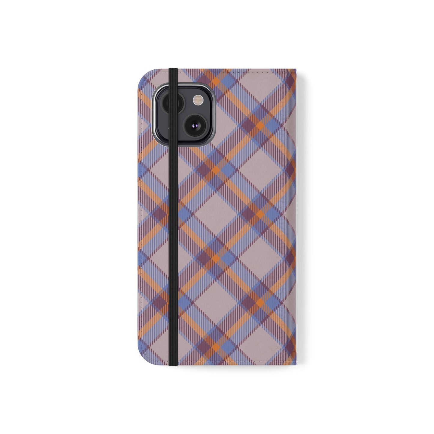 Tartan Flip Phone Case — purple & Orange Plaid Wallet Cover