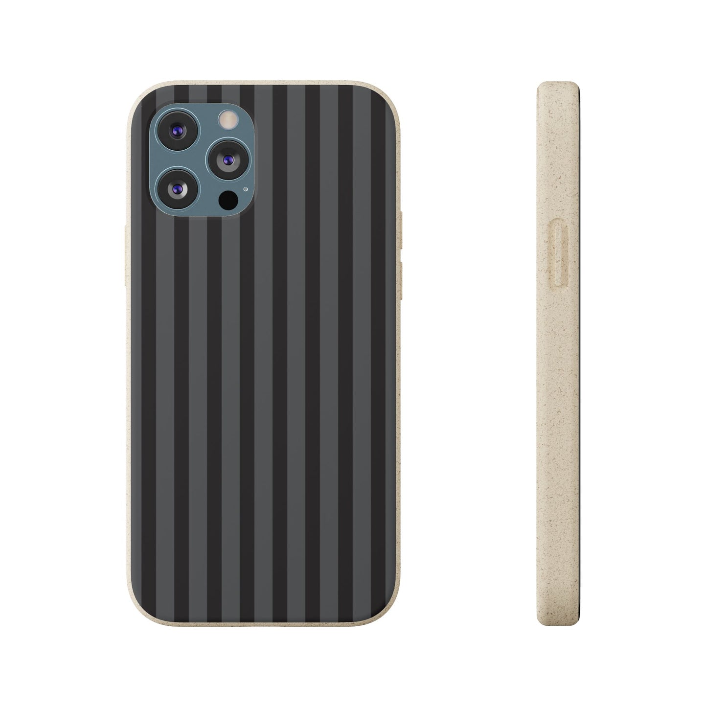 Biodegradable Black Vertical Stripe Phone Cover for Apple iPhone and Samsung Galaxy.