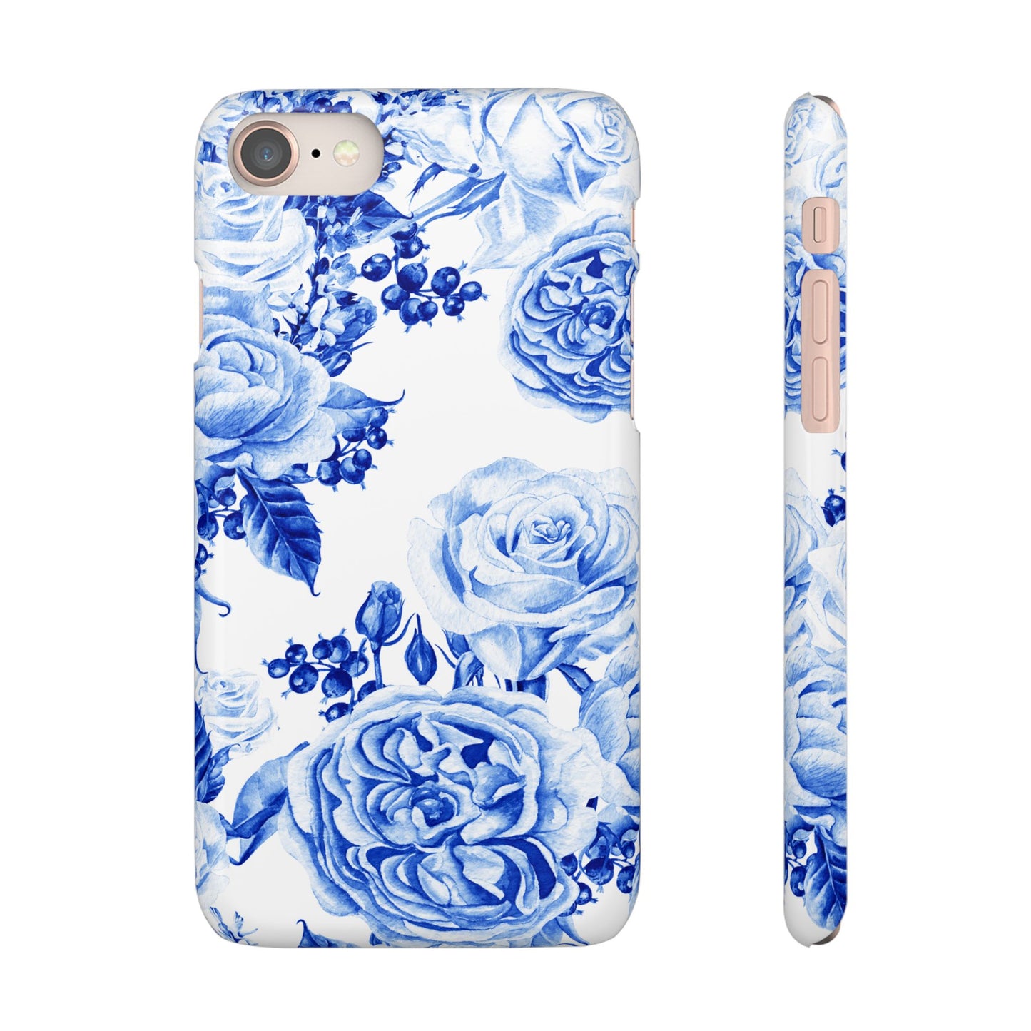 Blue Porcelain Floral Snap Phone Case — Vintage Rose Pattern