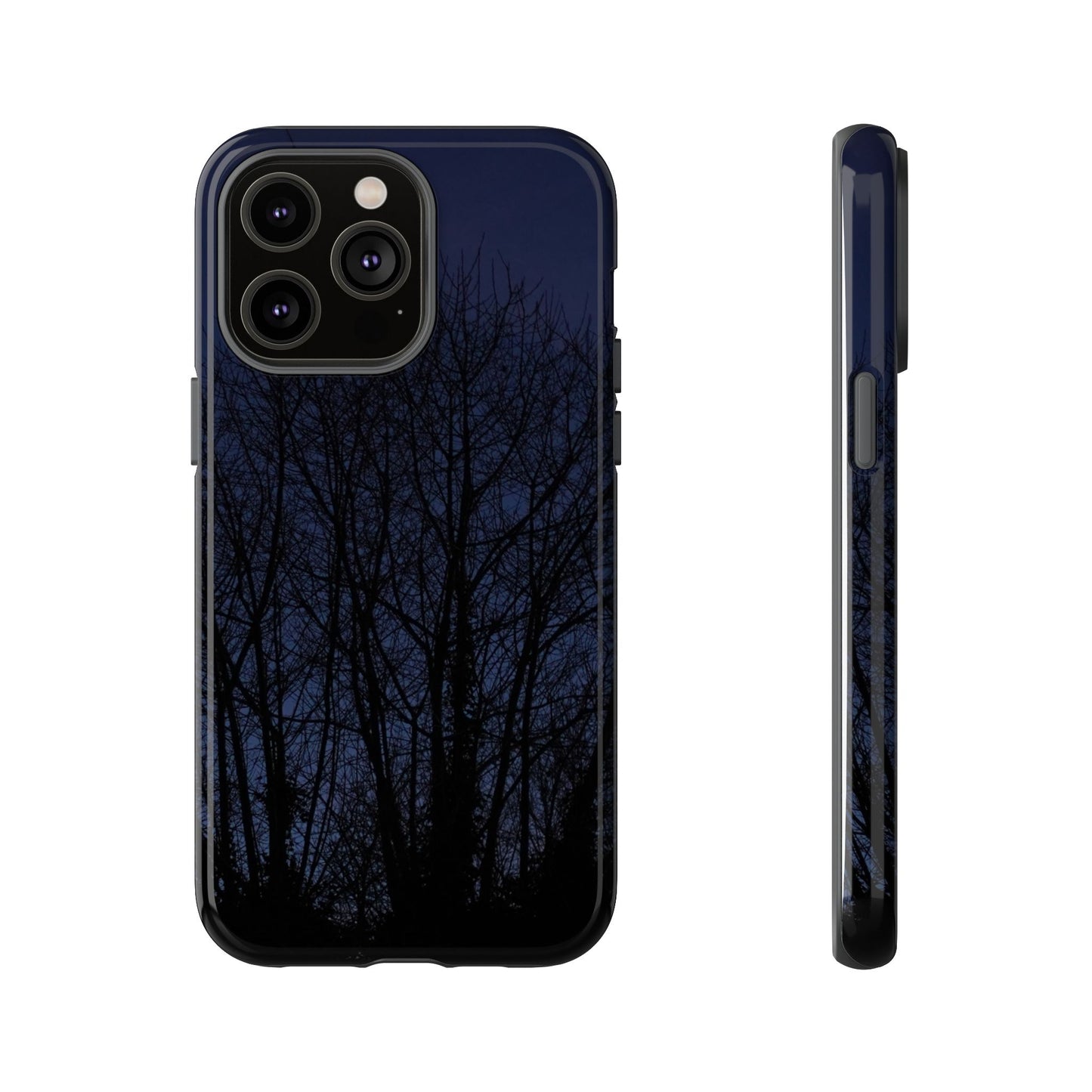 Night Forest Phone Case — Dark Tree Silhouette Protective Tough Case