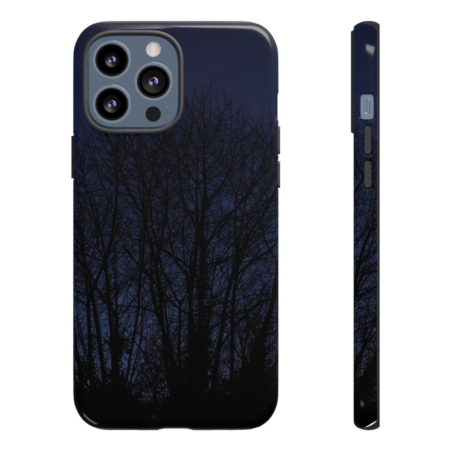 Night Forest Phone Case — Dark Tree Silhouette Protective Tough Case
