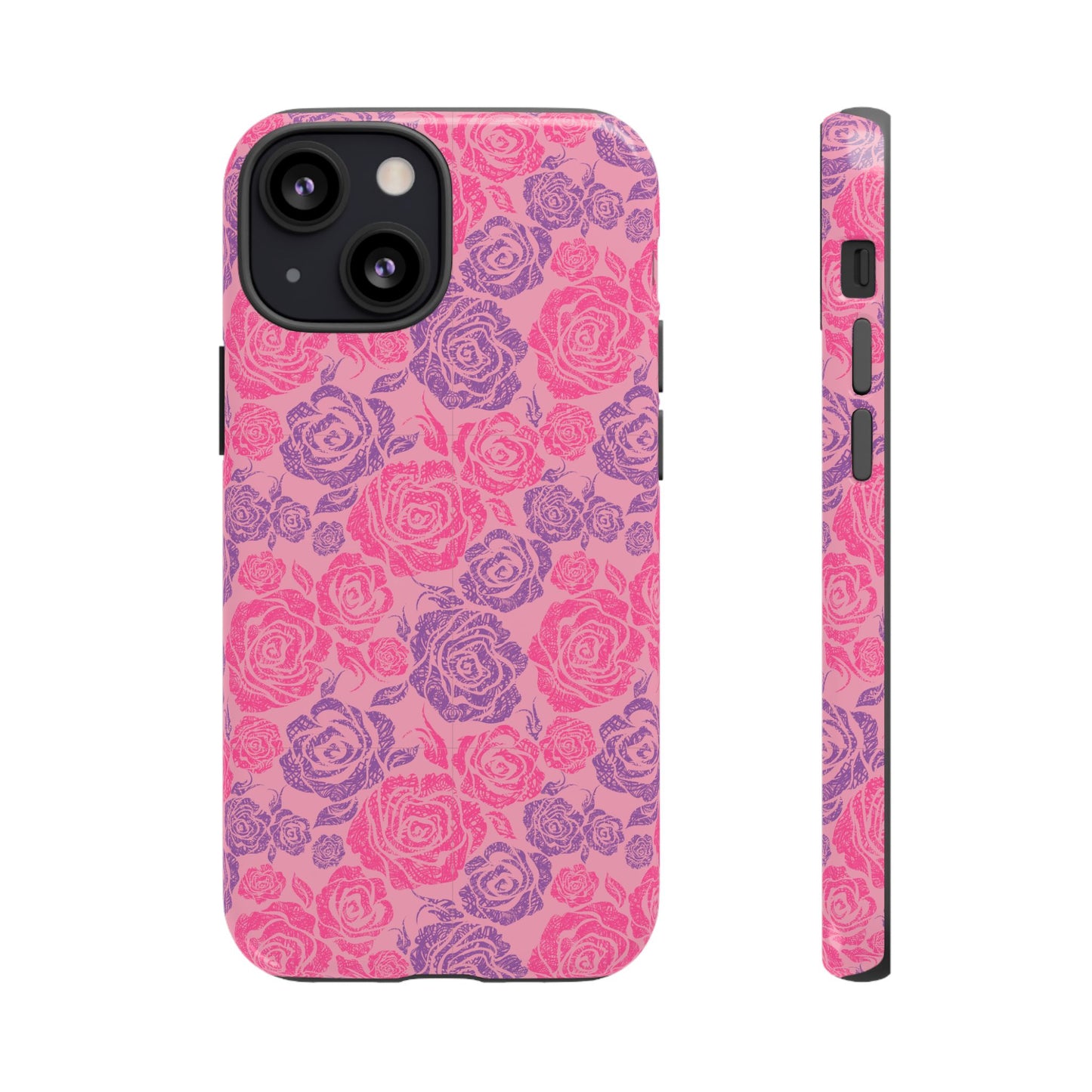 Pink & Lavender Rose Pattern Tough Phone Case