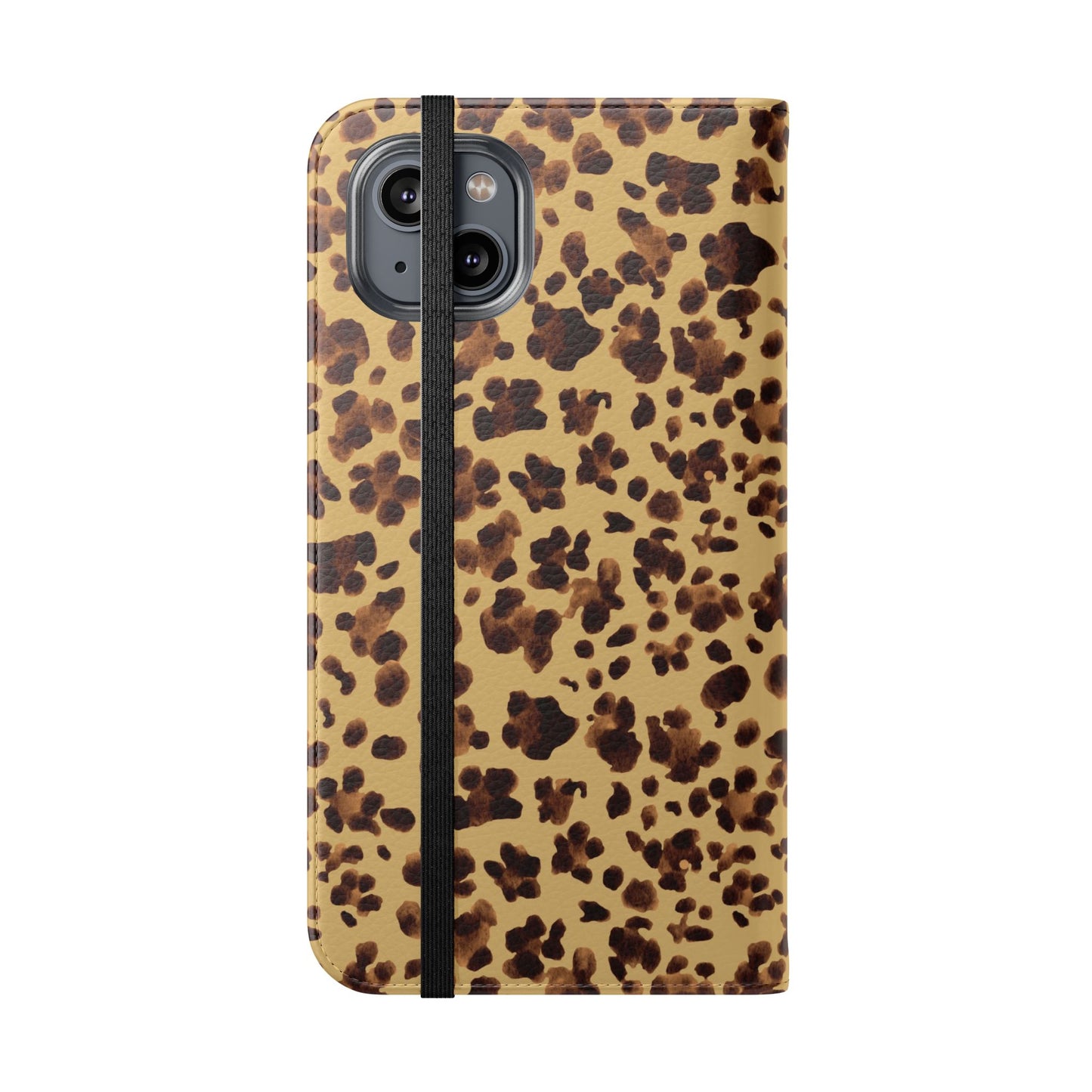 Leopard Print watercolour Flip Phone Case - Stylish Wallet Folio Cover with Card Slots