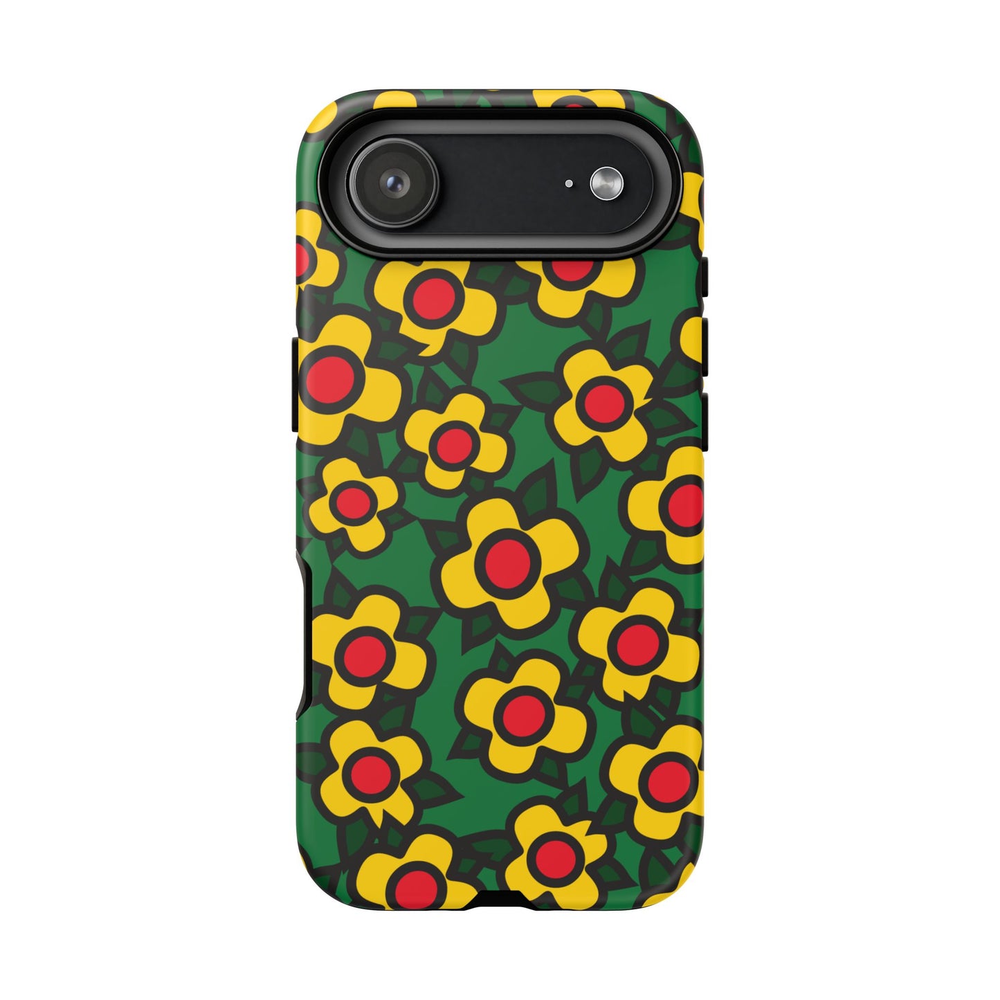 Floral Pop Tough Phone Case — Retro Yellow Red Flower Pattern