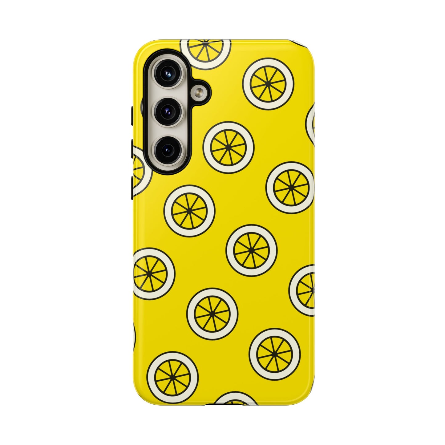 Yellow Lemon Pattern Tough Phone Case — Bright Citrus Protective Cover