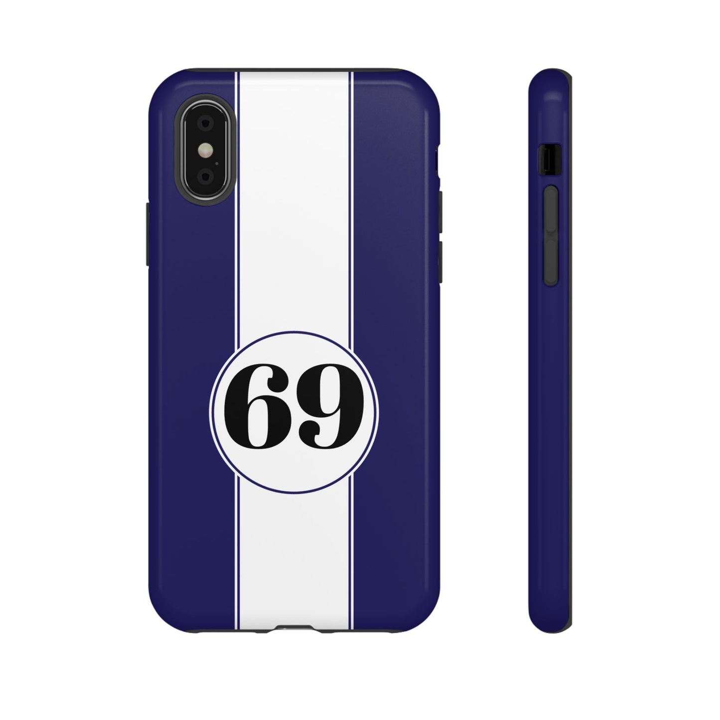 Custom Number Racing Stripe Tough Phone Case for Apple iPhone, Samsung Galaxy and Google Pixel.