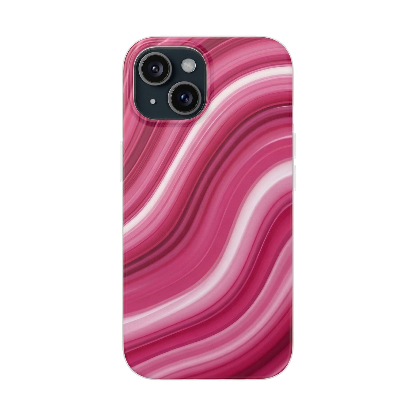 Pink Marble Wave Phone Case — Abstract Swirl Flexi Case for Apple iPhone, Samsung Galaxy.