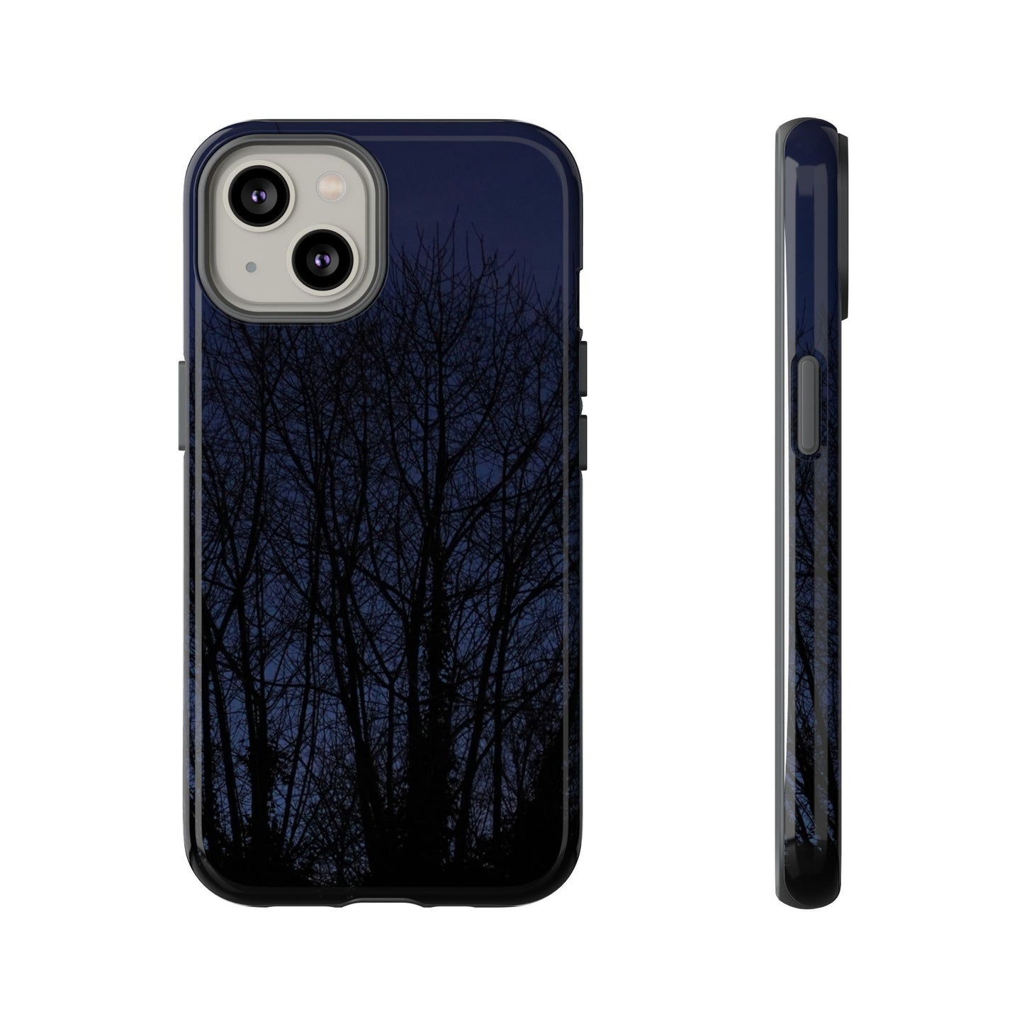 Night Forest Phone Case — Dark Tree Silhouette Protective Tough Case