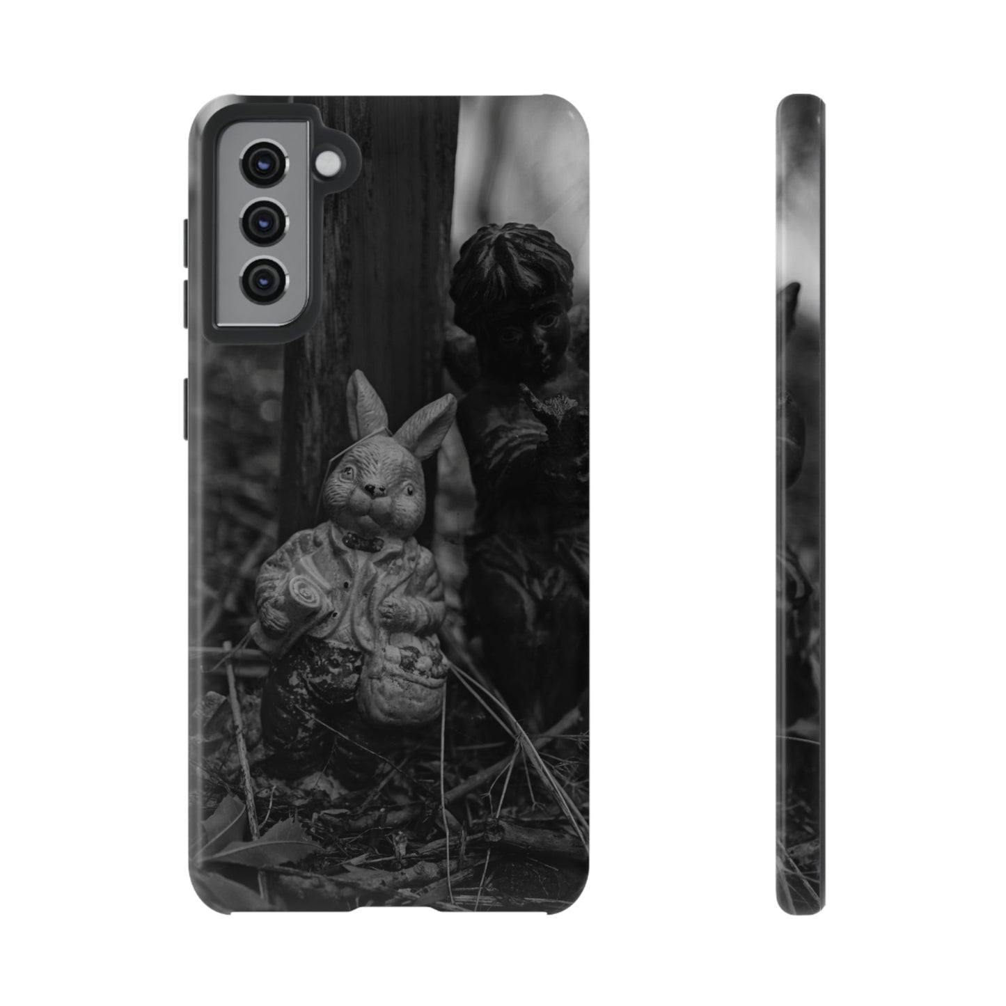 Vintage Gothic Bunny Tough Phone Case — Dark Garden Statue Protective Cover