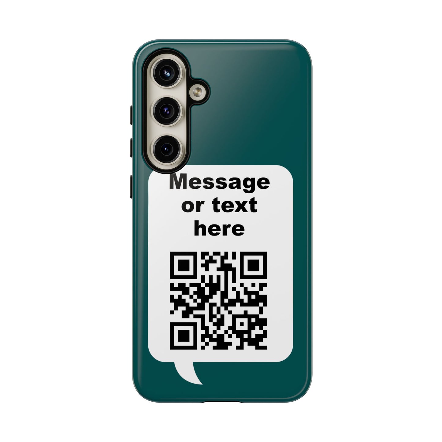 Custom QR Code Tough Phone Case — "Custom text" Contact Case