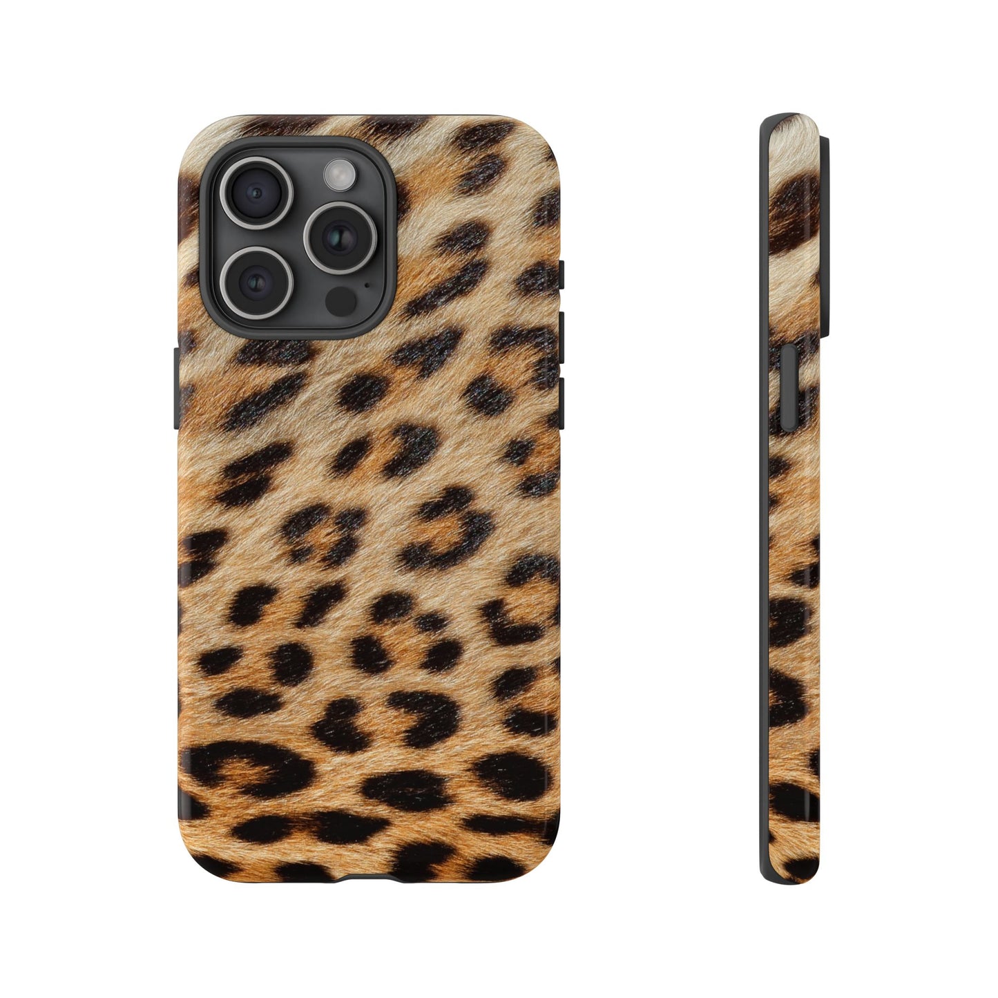 Leopard Print Tough Phone Case — Durable Protective Case with Wild Animal Fur Design