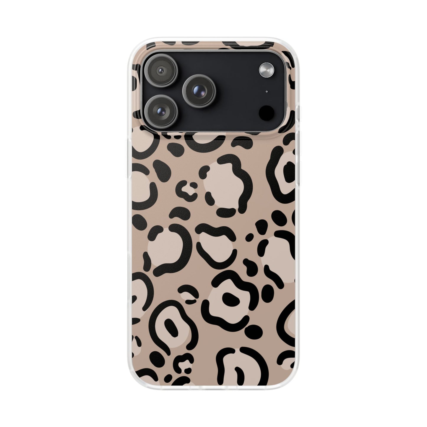 Beige Black Leopard Print Flexi Case for Apple iPhone and Samsung Galaxy.