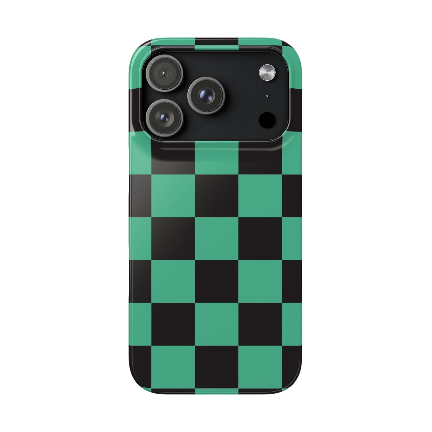 Checkered Teal Snap Case — Black & Teal Phone Cover