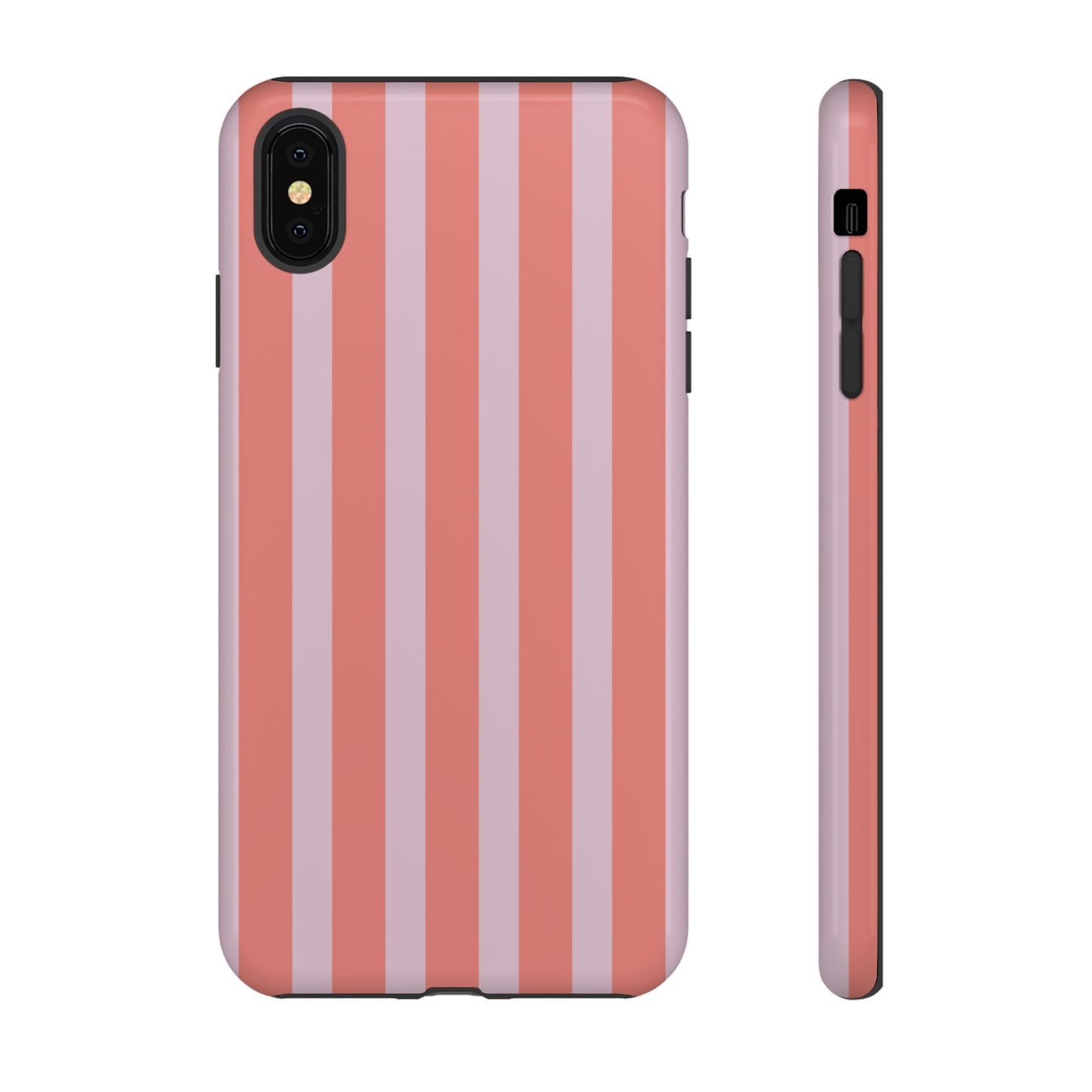 Pink Striped Tough Phone Case — Durable Protective Cover