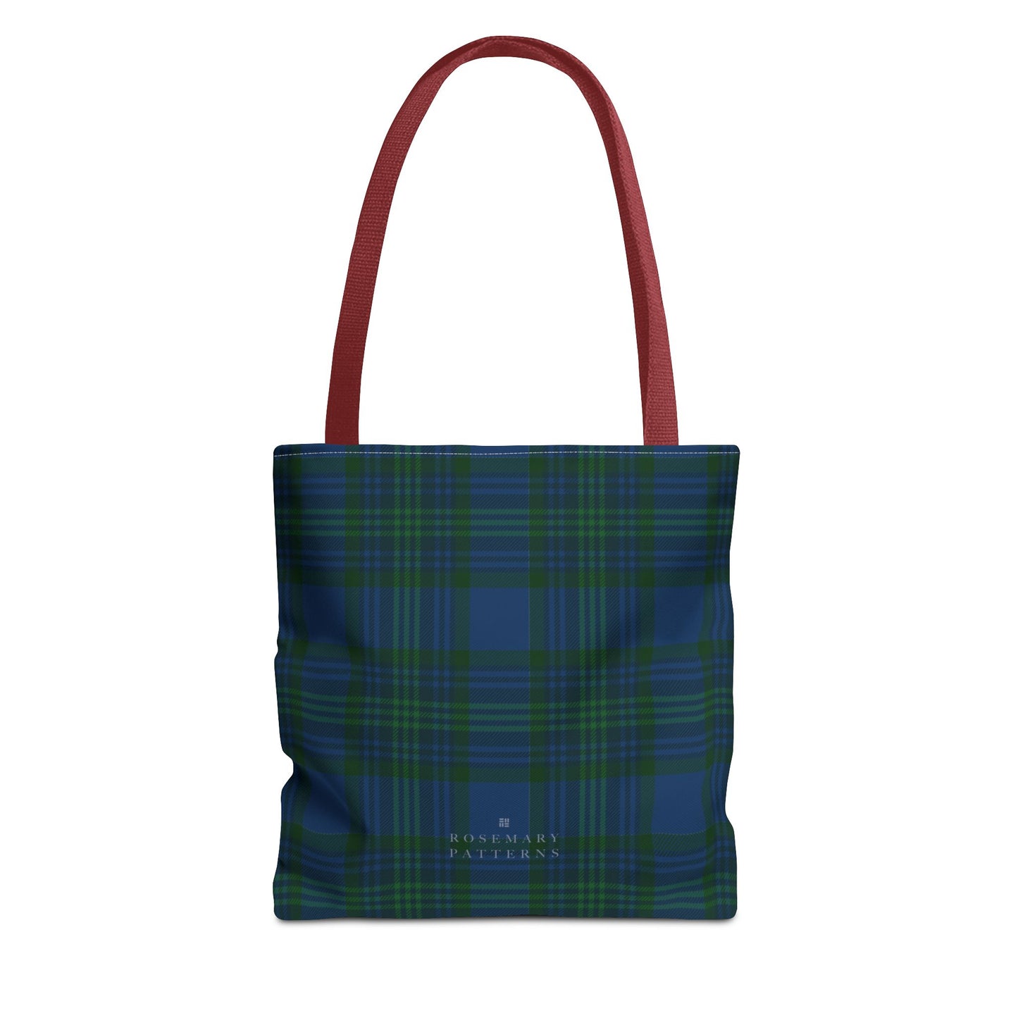 Tartan plaid tote bag in blue and green, eco friendly reusable market tote with Scottish pattern, cotton handles