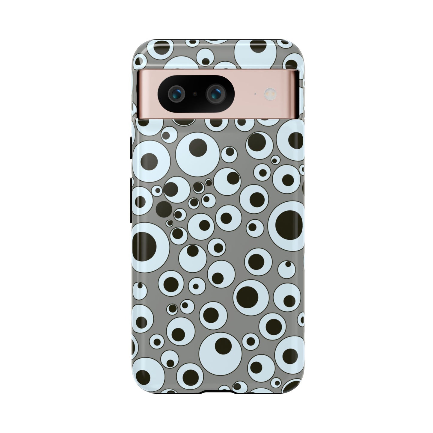 Bubble Pattern Tough Phone Case – Grey Retro Polka-Dot Design