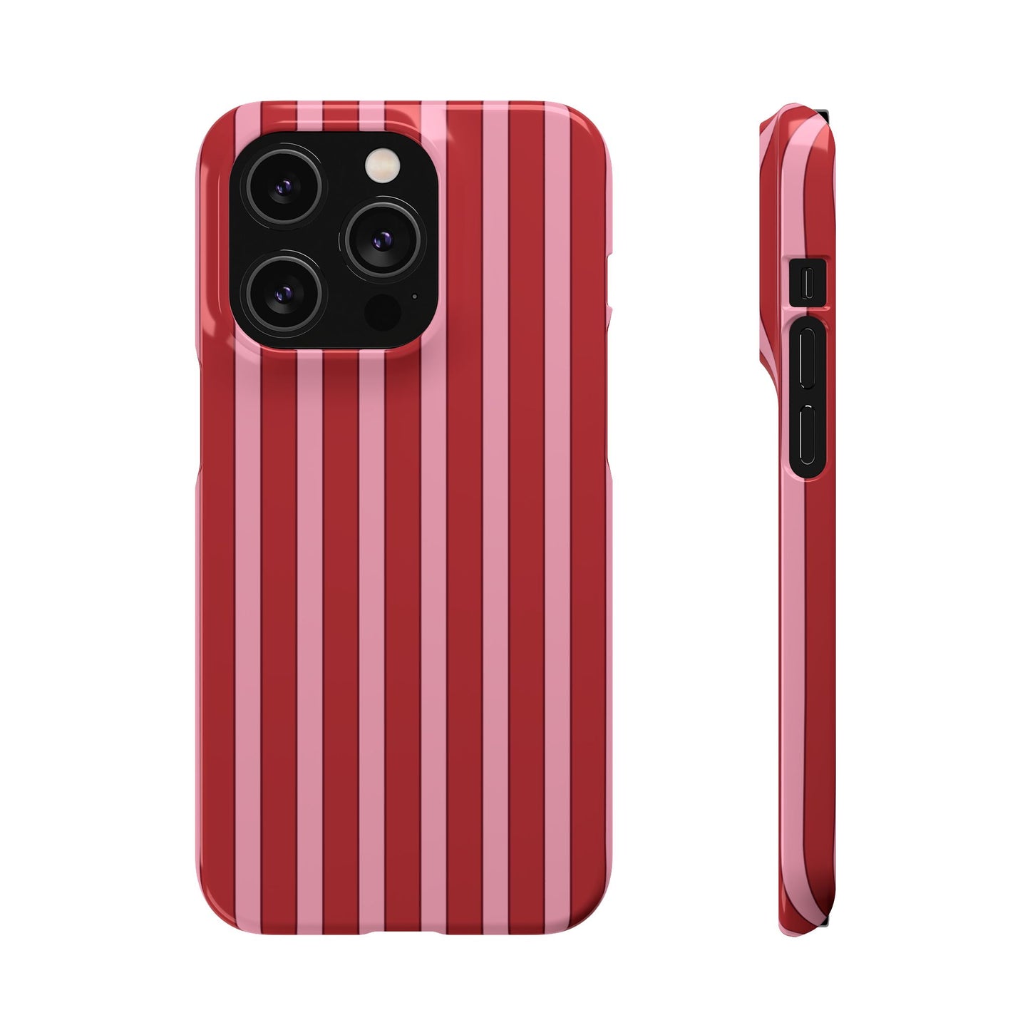 Striped Red Snap Phone Case — Slim Phone Cover for Apple iPhone and Samsung Galaxy.