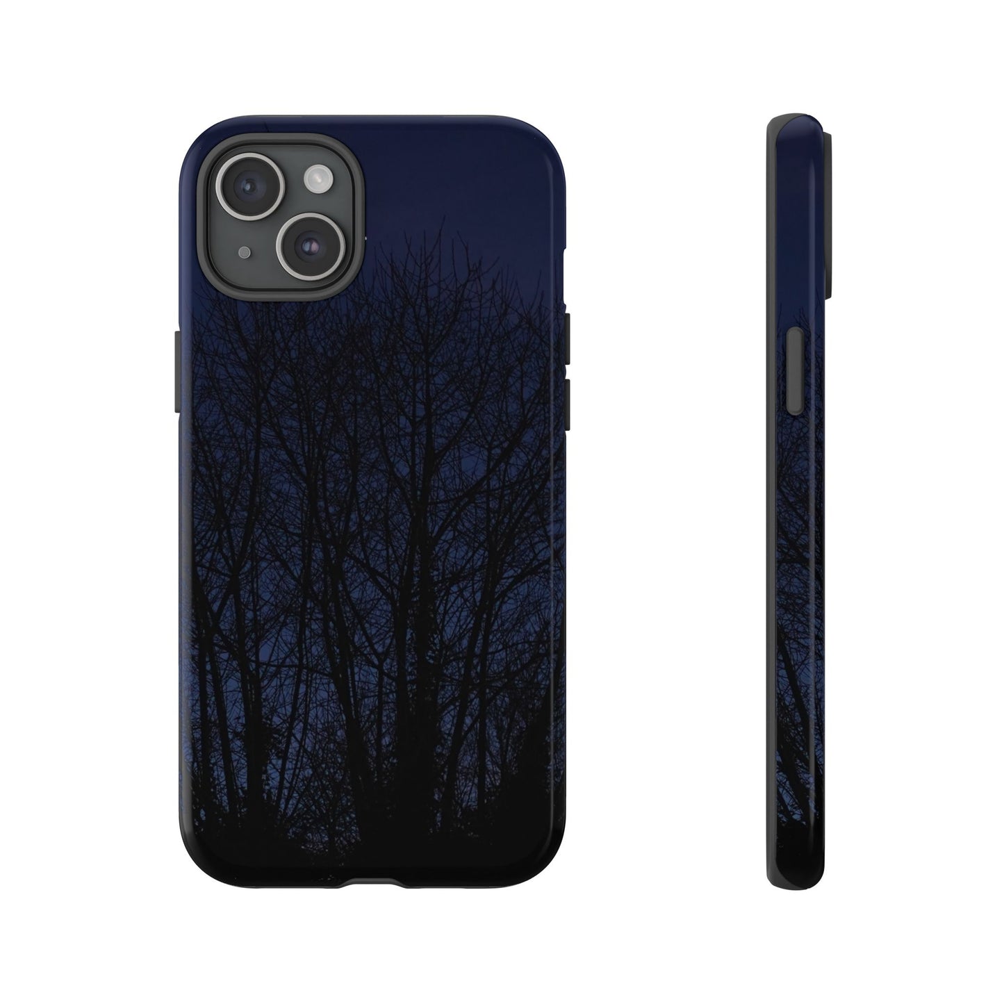Night Forest Phone Case — Dark Tree Silhouette Protective Tough Case